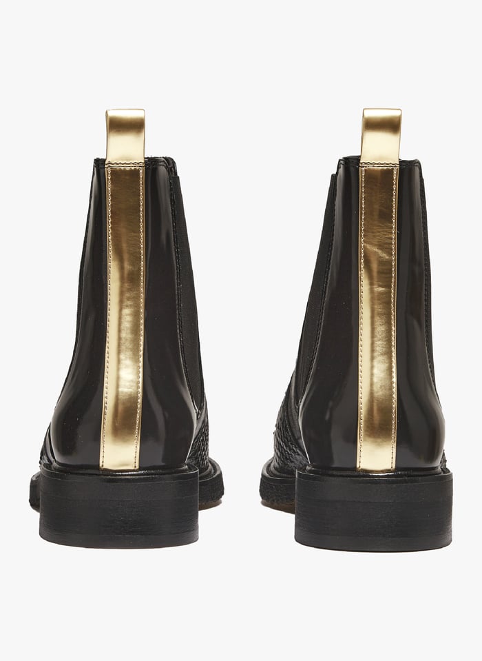 Multicolored Flat leather mid calf boots