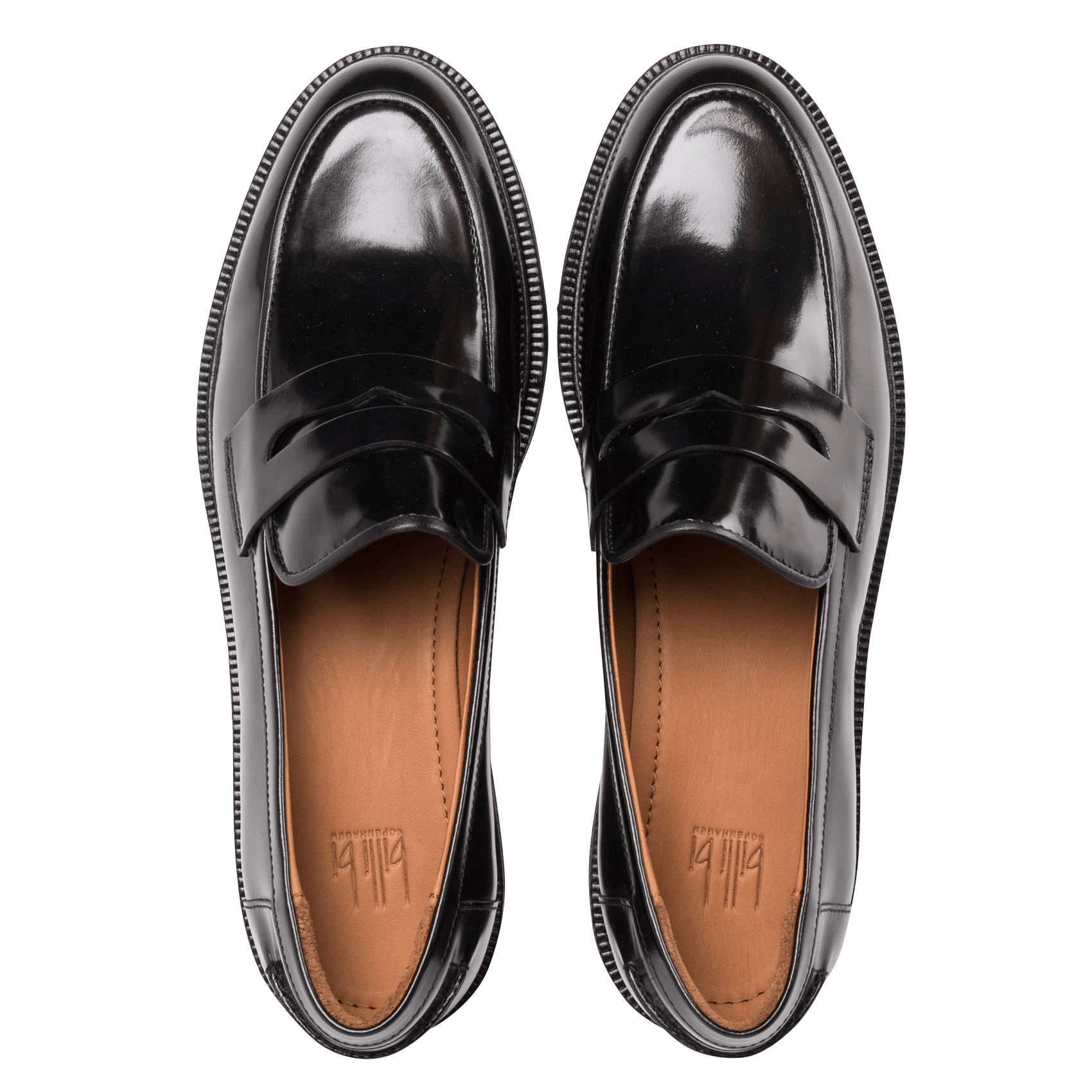 Glossy Leather Loafers Black Polido 