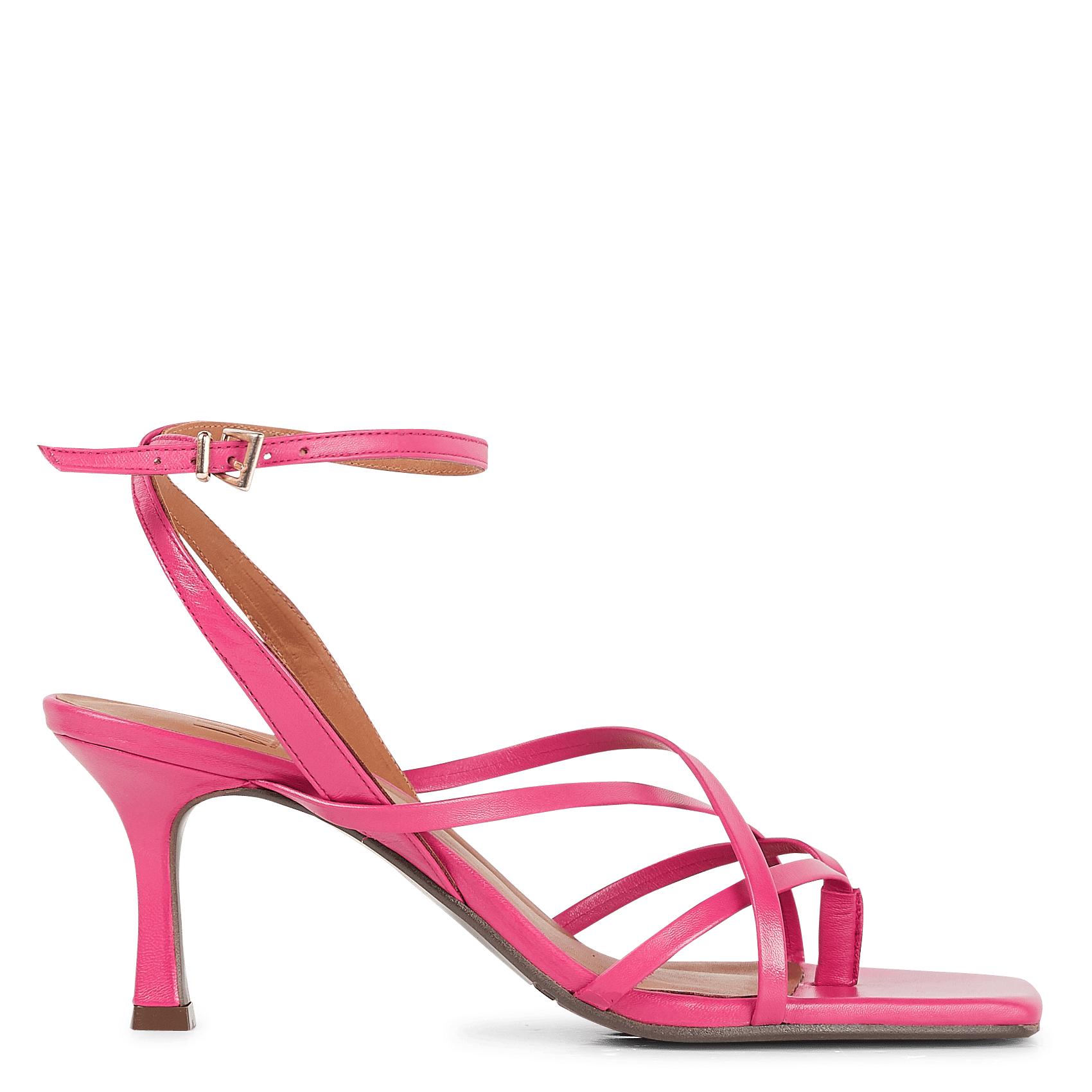 Sale Heeled Leather Sandals Fuxia 