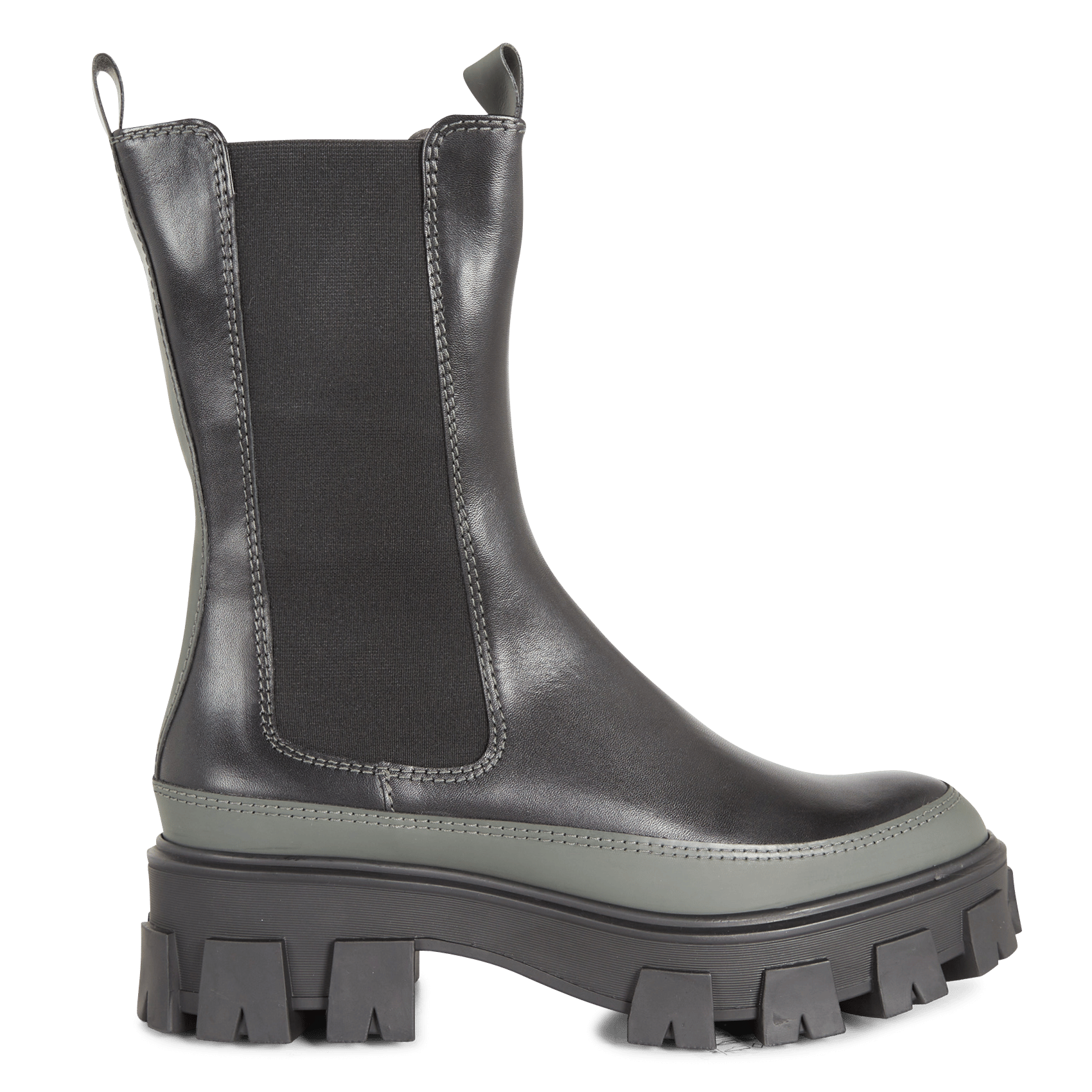 Thick Leather Boots Army-black Calf 