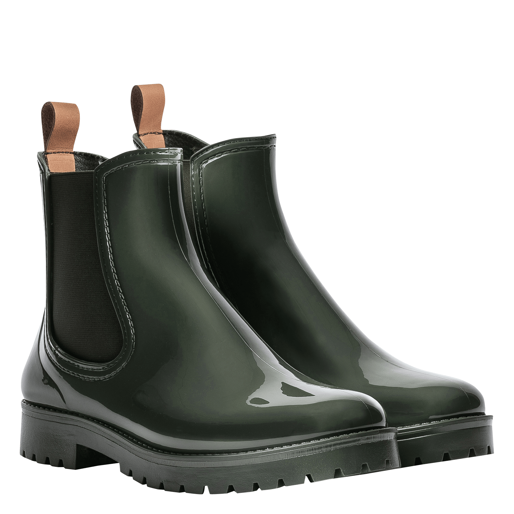 green ankle rain boots