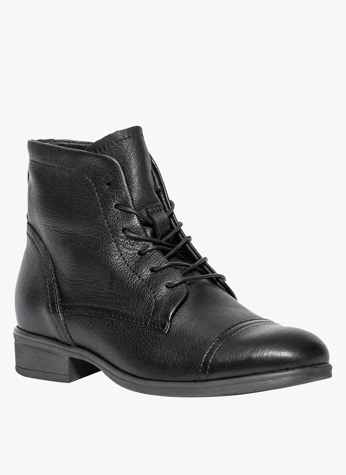 BOCAGE TIAGO Black Faux fur lined leather ankle boots