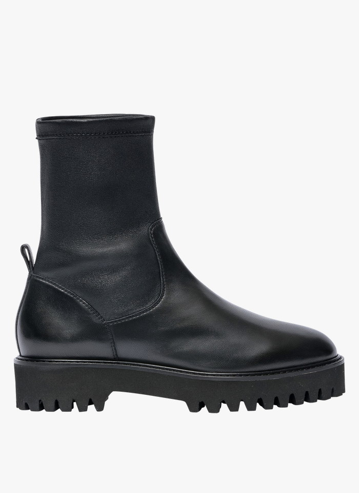 BOCAGE Black Lugged sole ankle boots