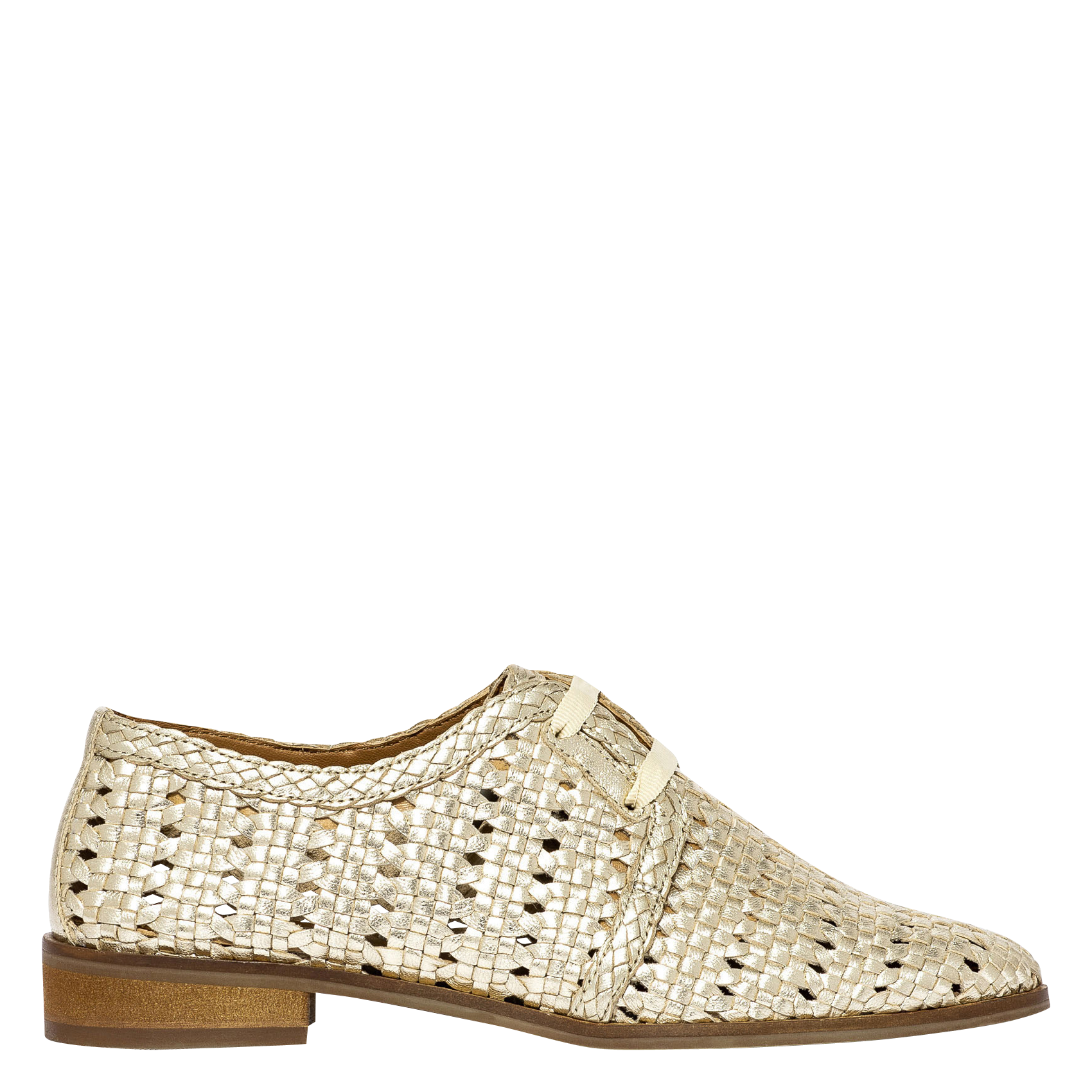 Metallic Woven Leather Derby Shoes Platino Bocage Women Metallic Woven Leather Derby Shoes Platino Bocage Women