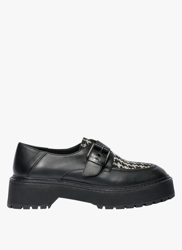BOCAGE Black Mixed leather platform loafers