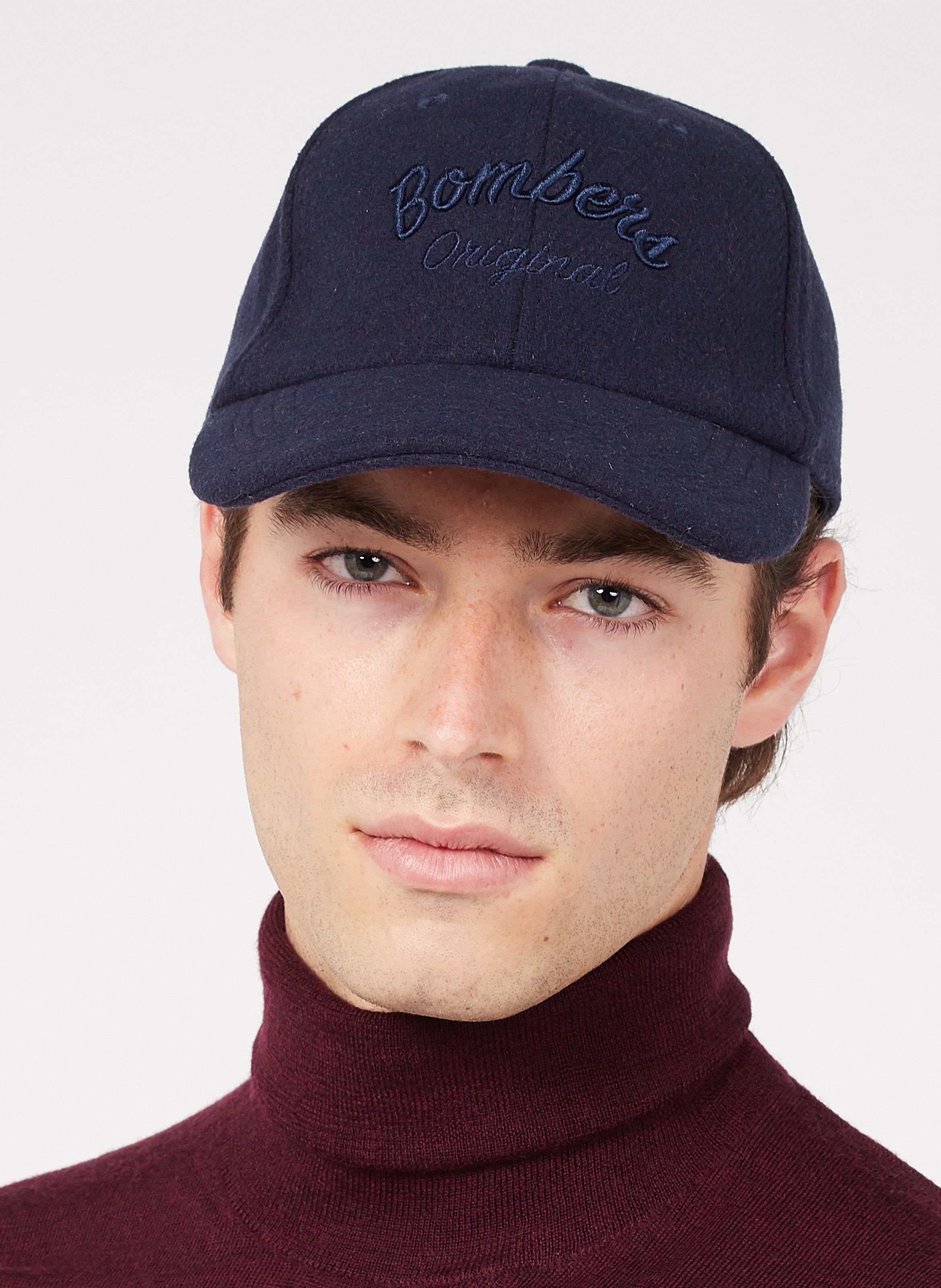 Embroidered Woolblend Cap Navy Bombers Original Men Place des