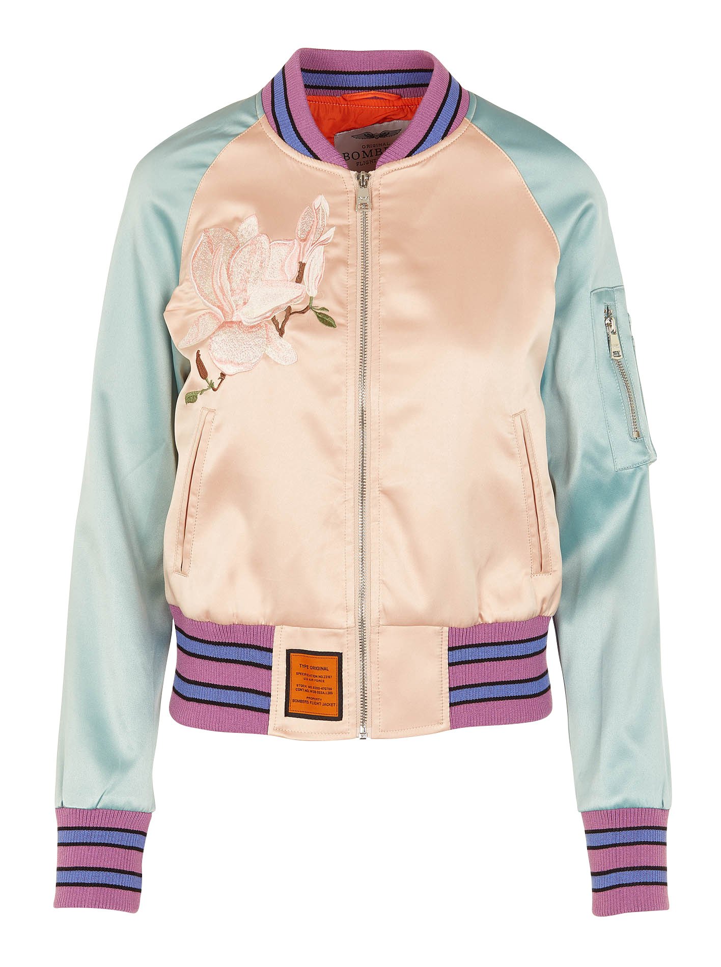 pink floral bomber jacket