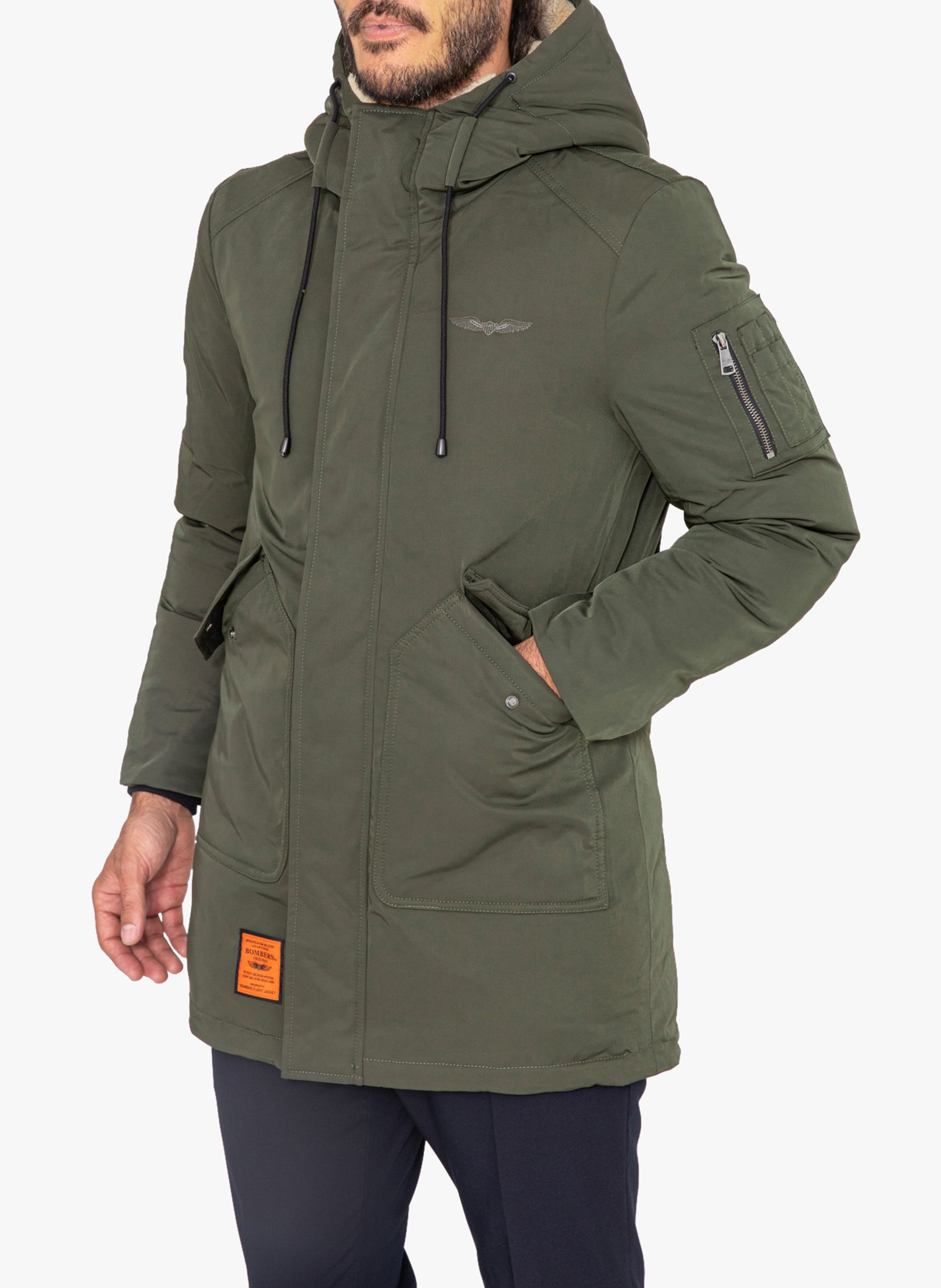 Khaki Long hooded parka