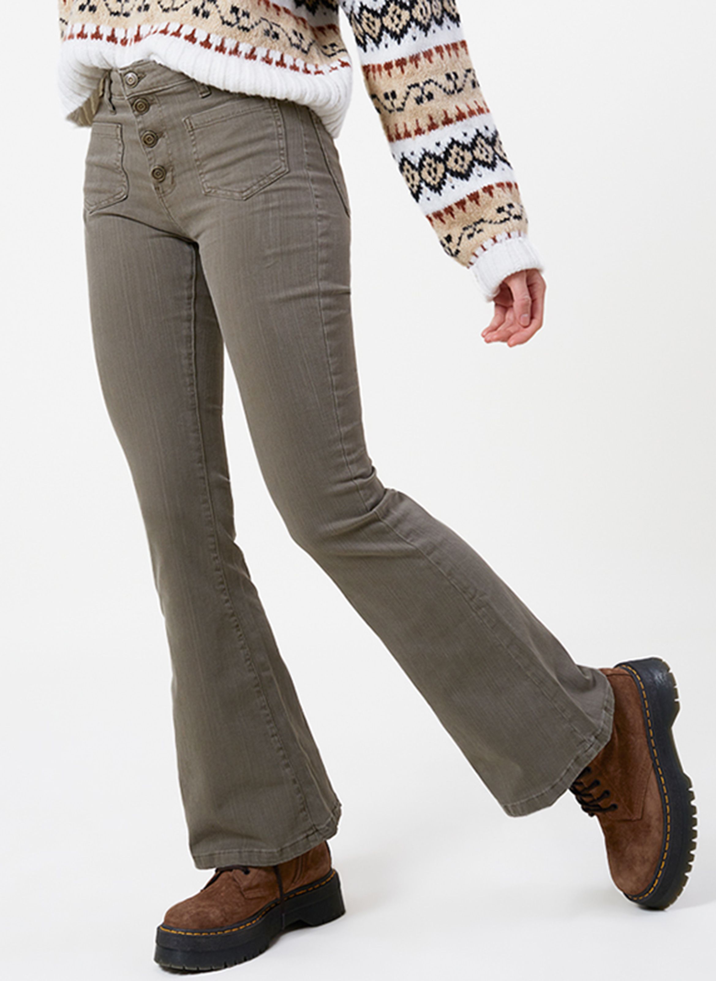 khaki jeans women's bootcut