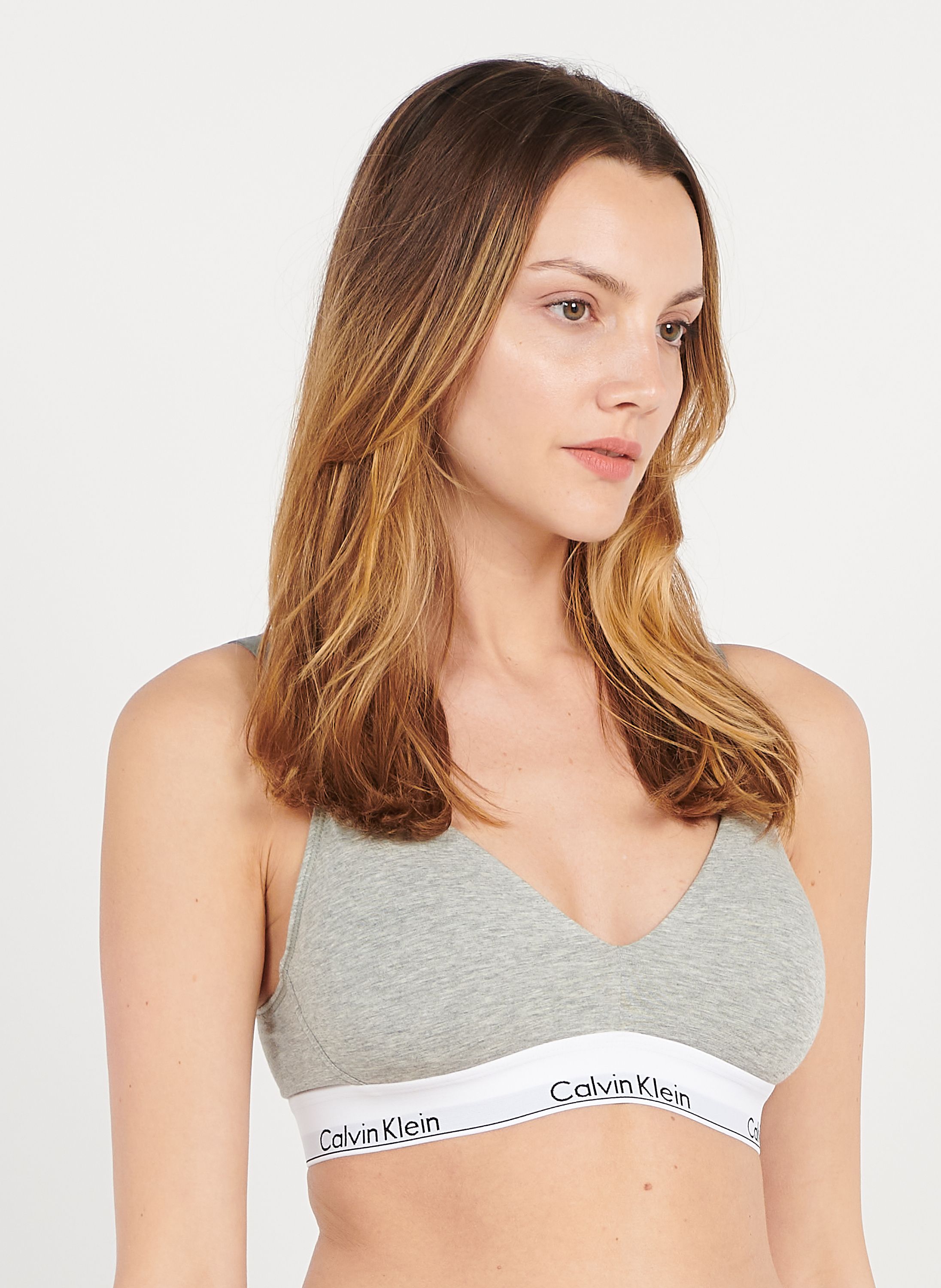 Cotton-blend Triangle Maternity Bra Grey Heather Calvin Klein Underwear -  Women | Place des Tendances