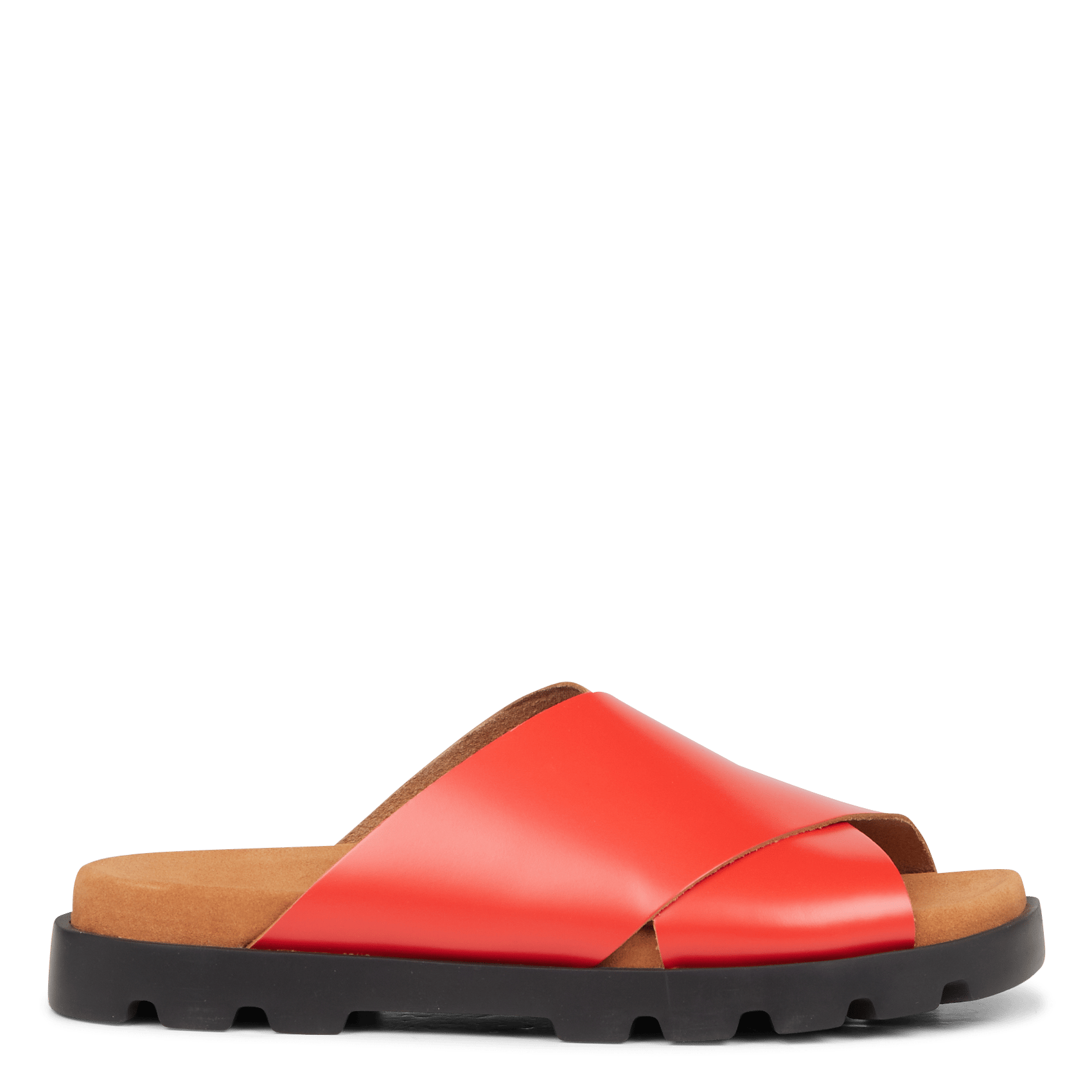 Sale Flat Leather Sandals Bright Red 