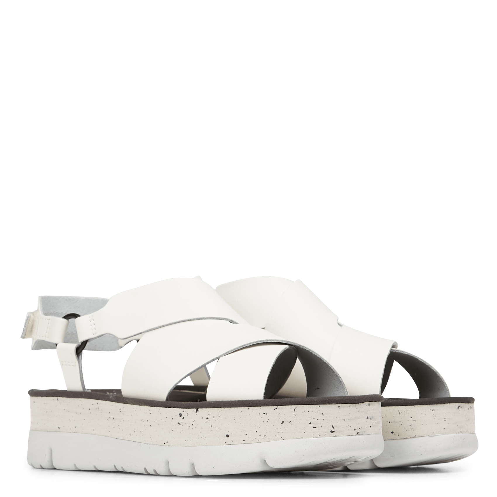 Leather Wedge Sandals White Natural 