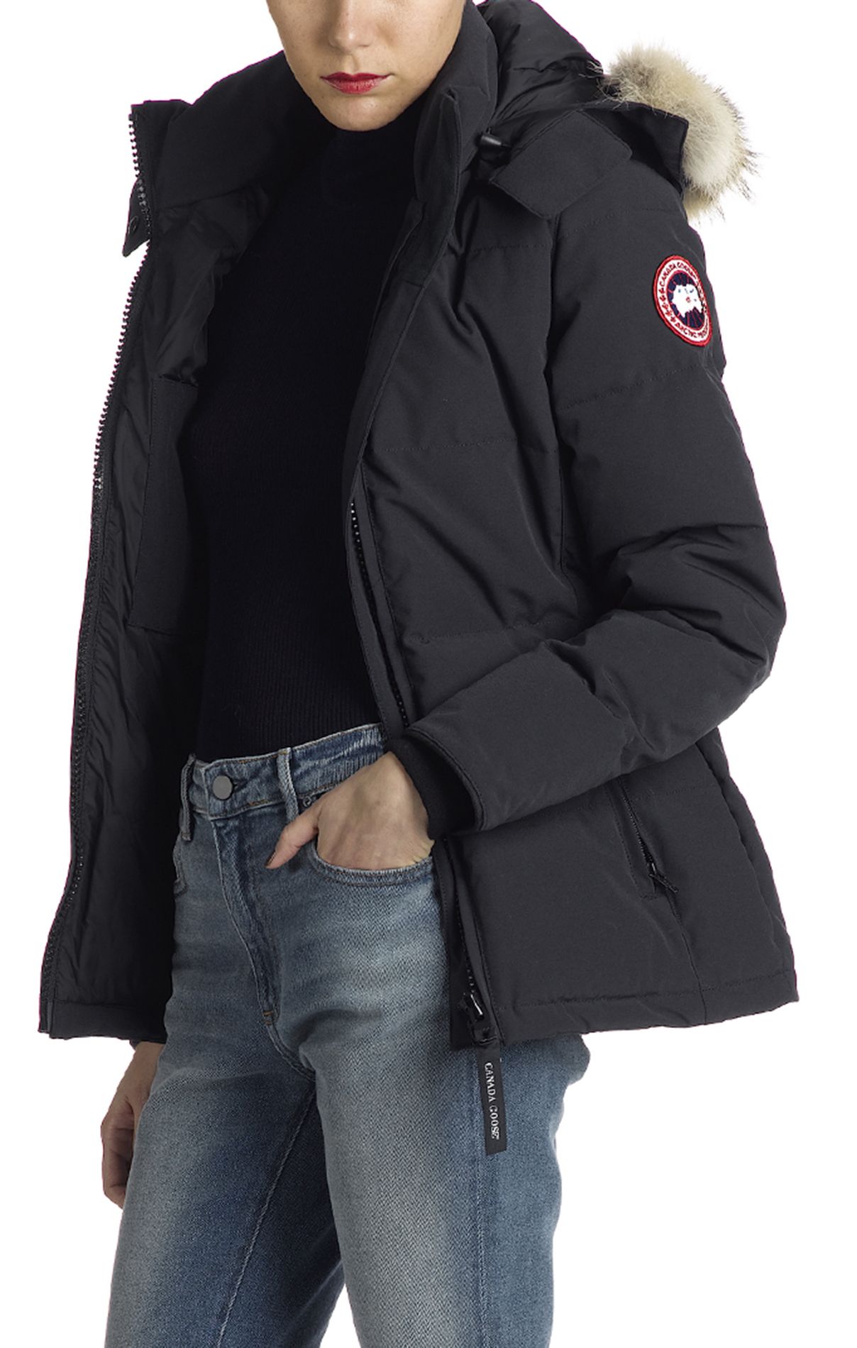 canada goose puffer jacket with fur hood