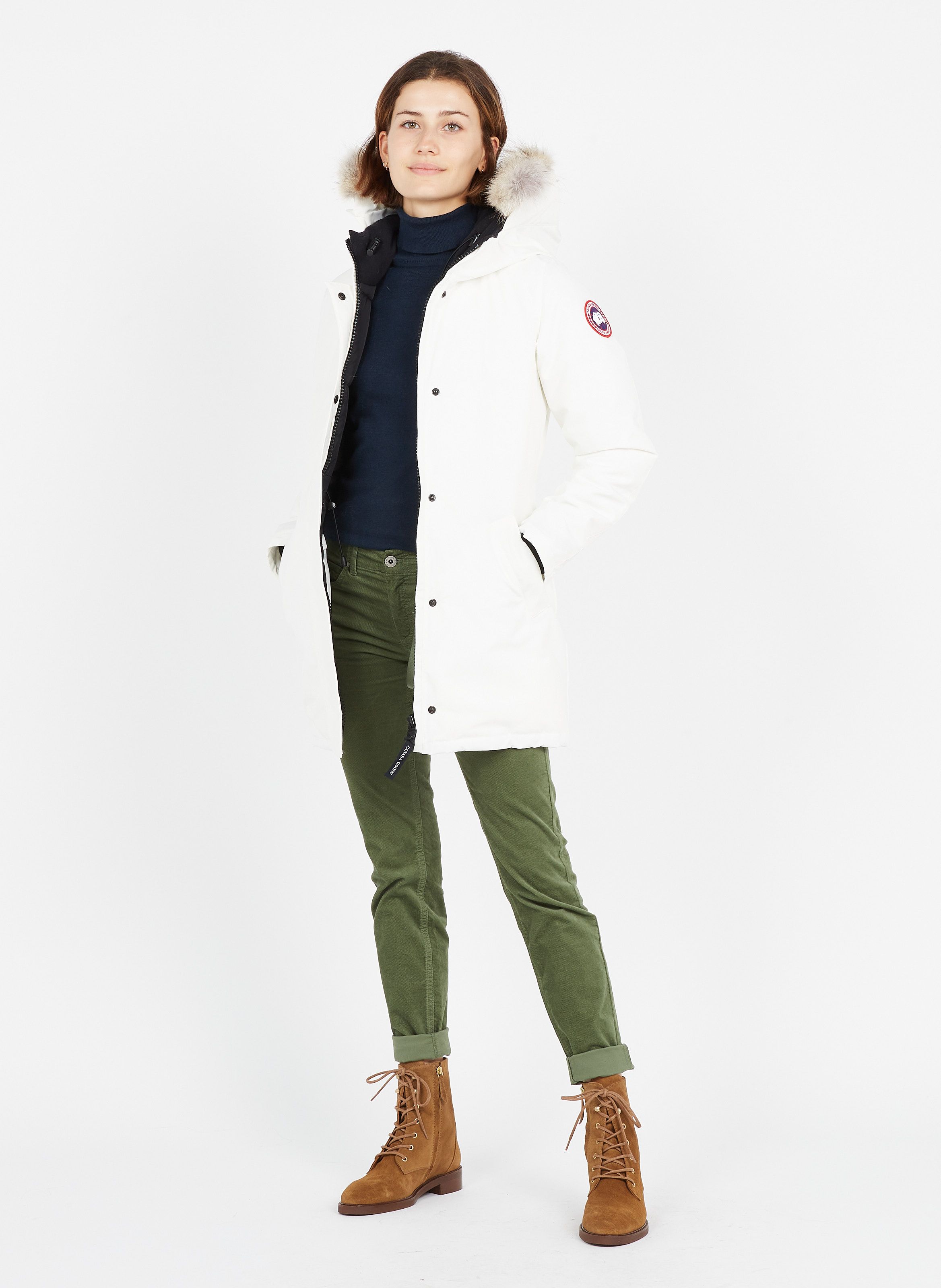 canada goose white fur hood