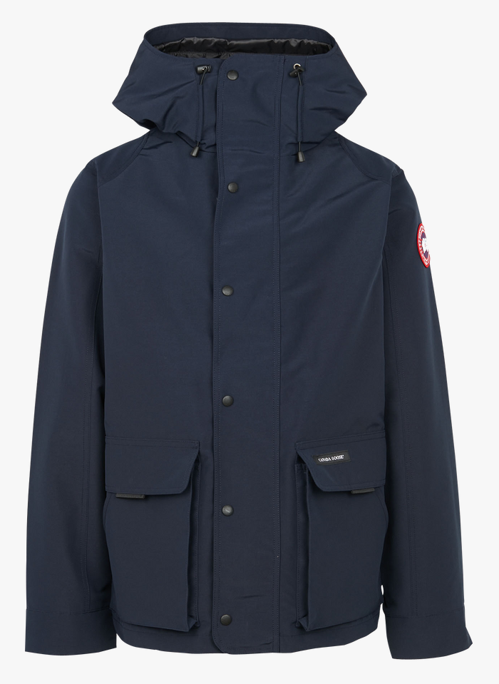 Blue Zip-up high-neck coat with hood
