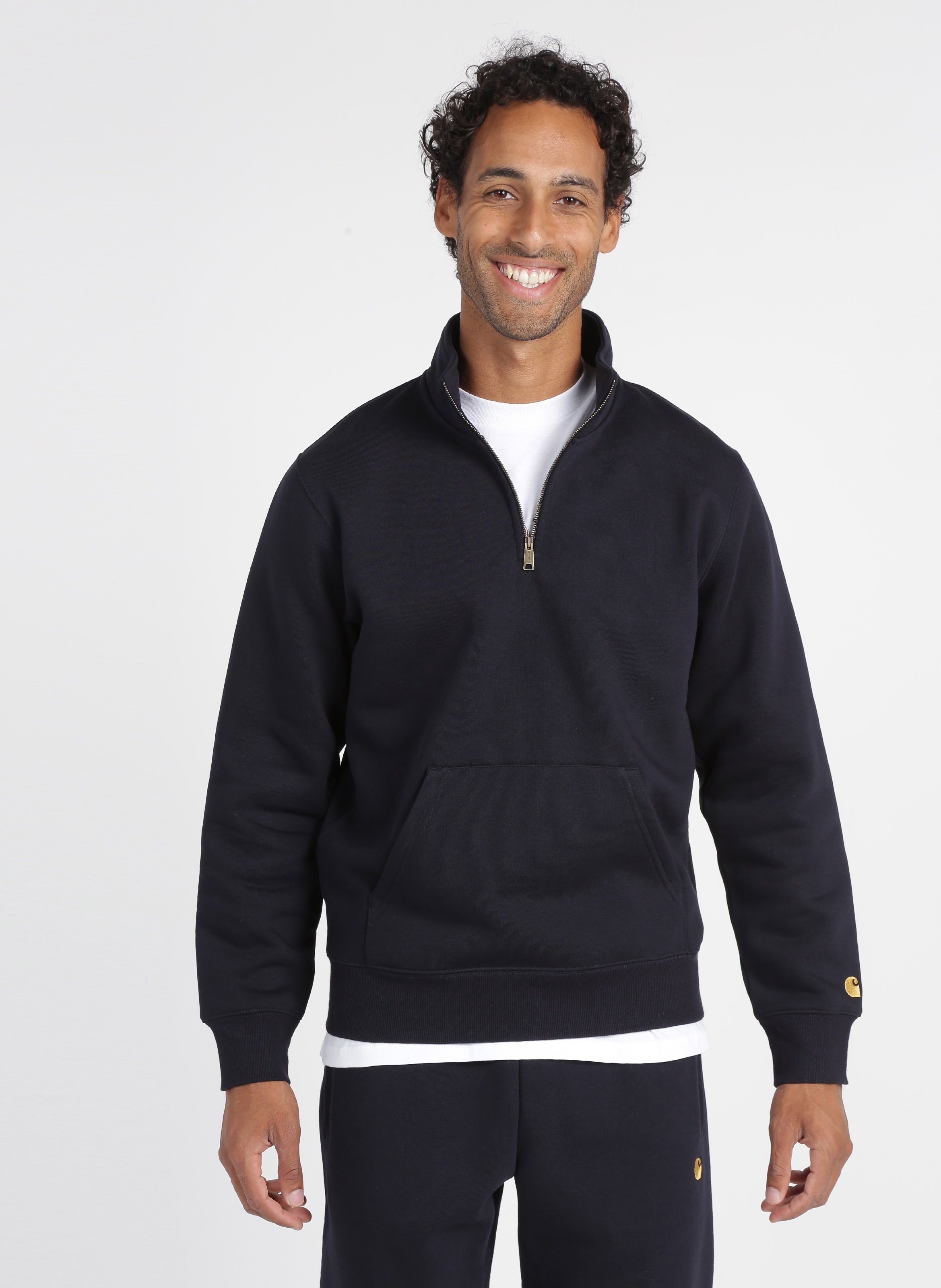 zip front high neck sweatshirt