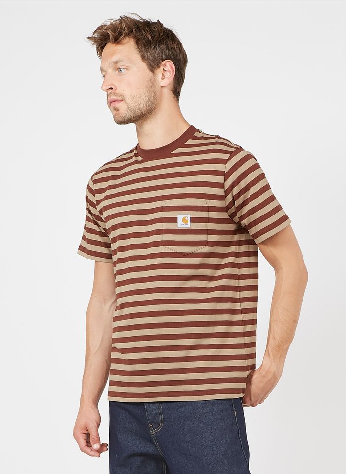 CARHARTT WIP Brown Regular-fit round-neck striped cotton T-shirt