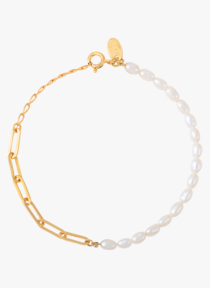 CAROLINE NAJMAN White Cultured pearl and brass bracelet