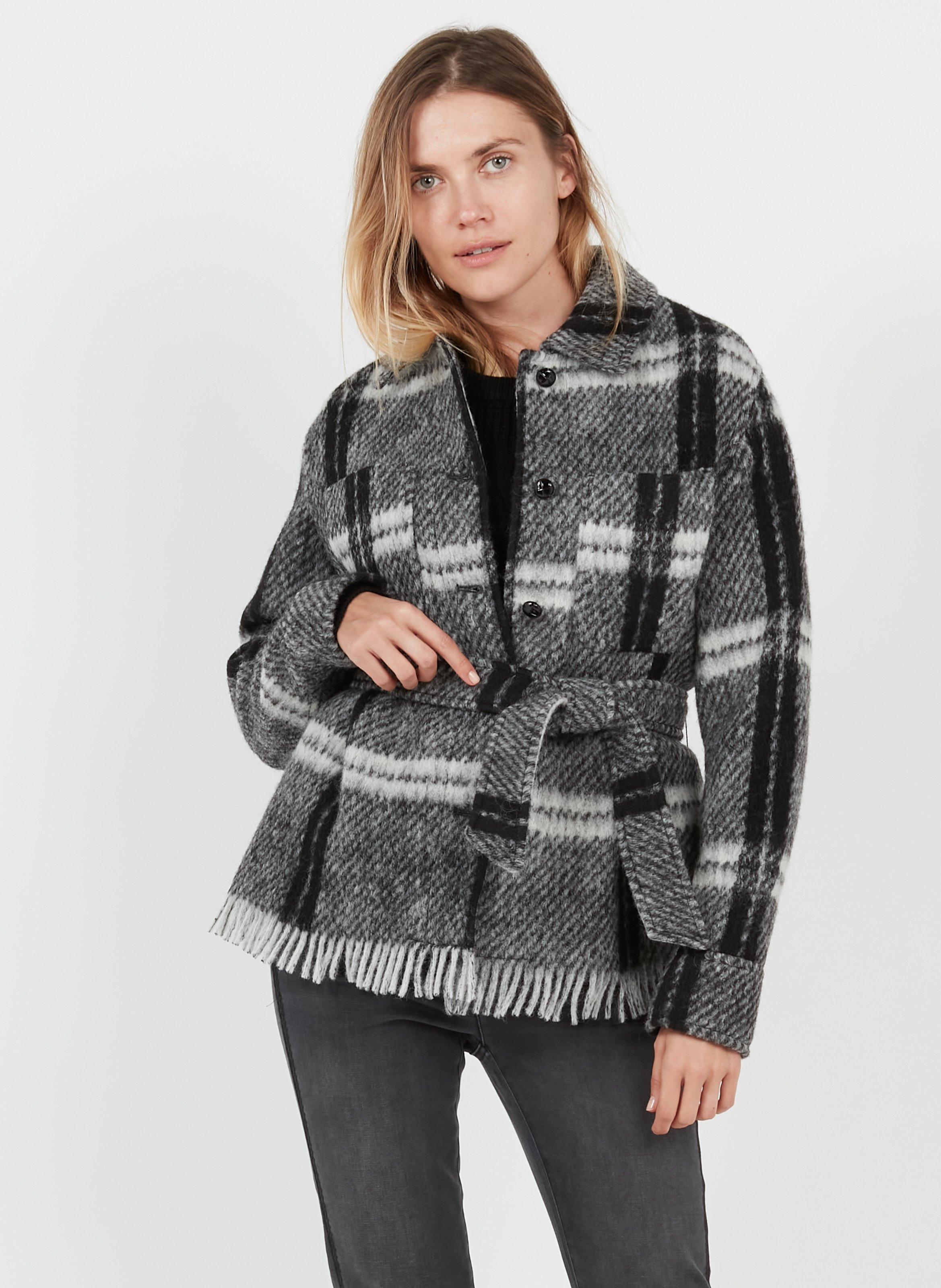 check wool jacket womens