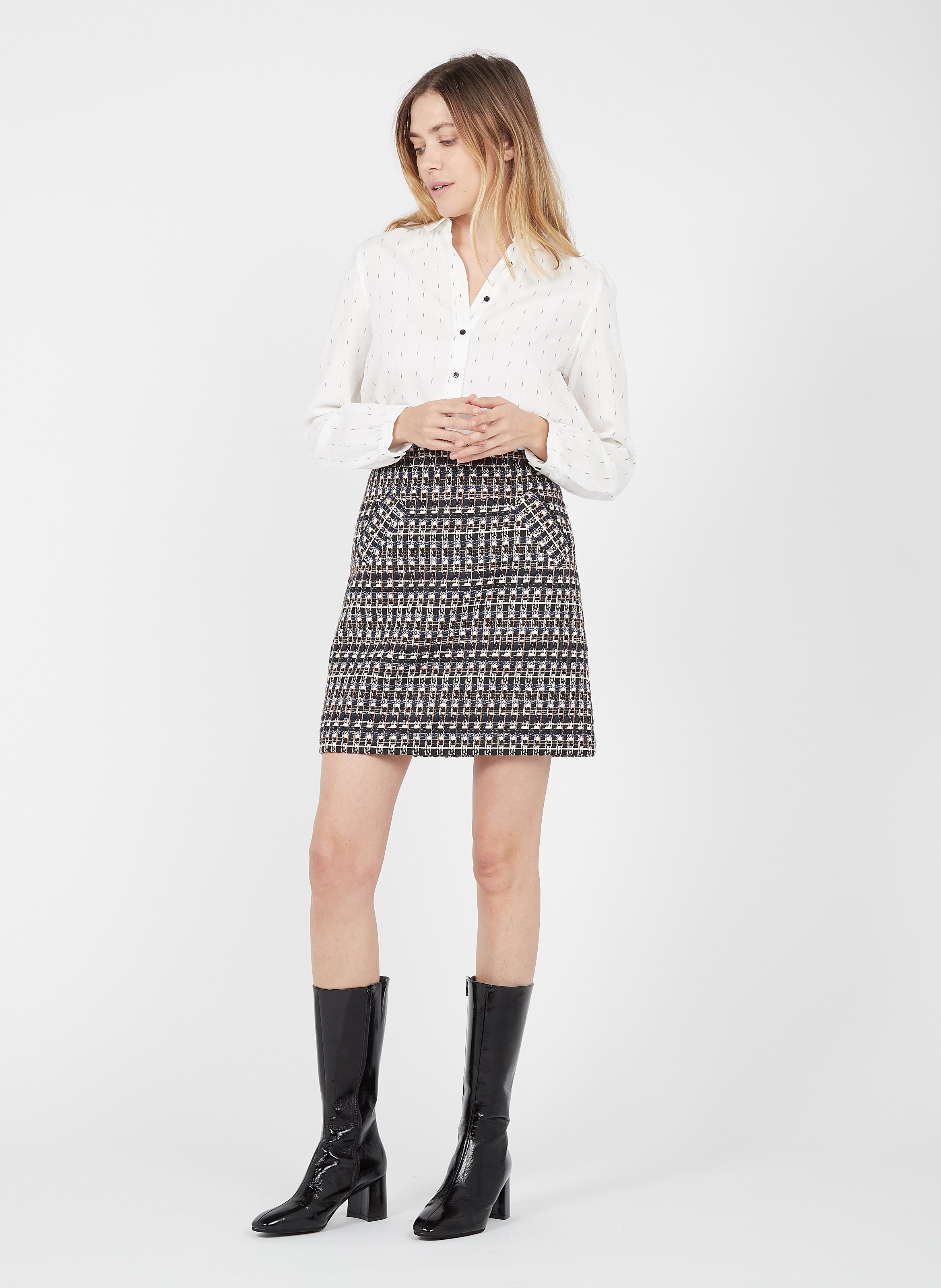 overall tweed skirt