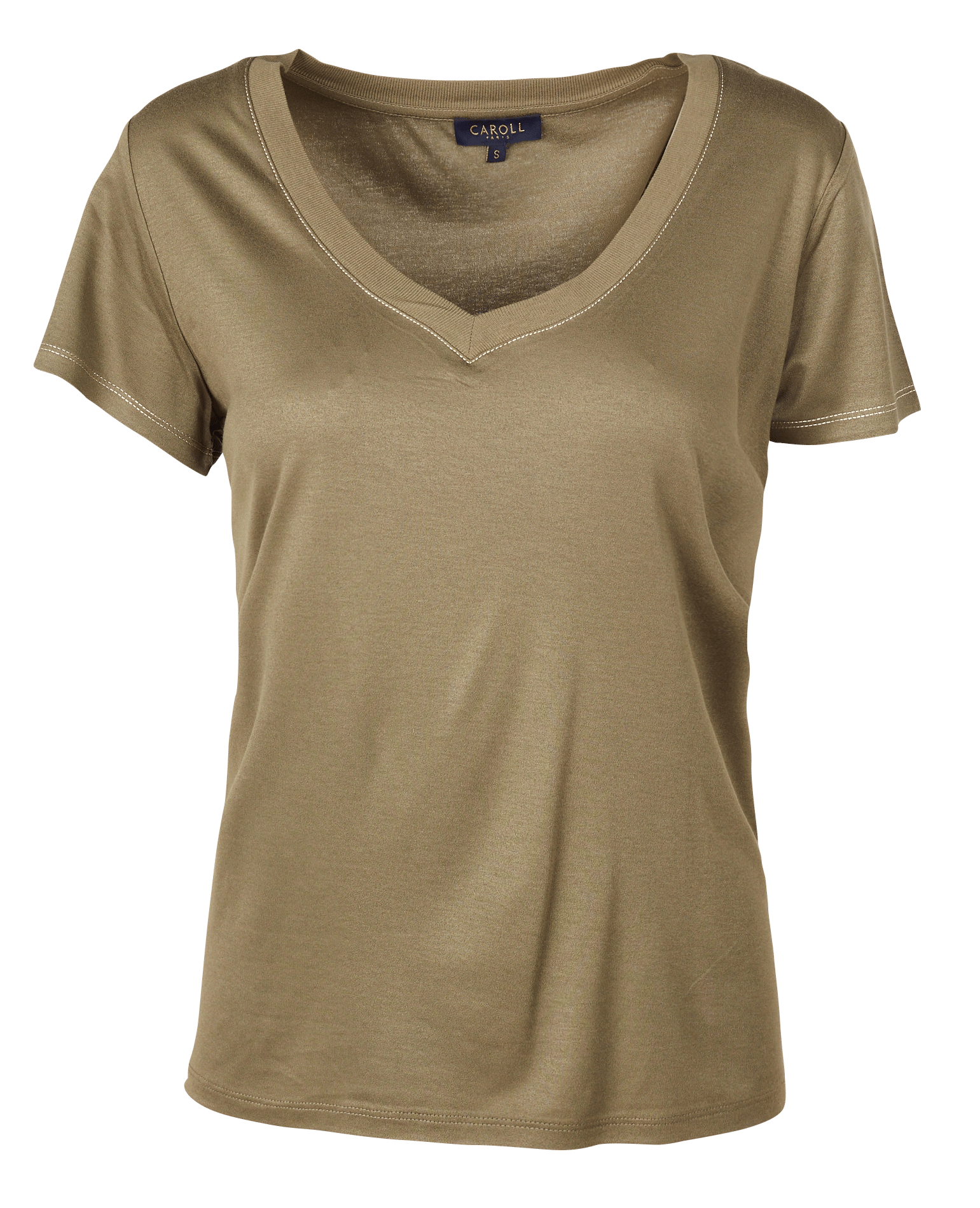 khaki v neck t shirt women's