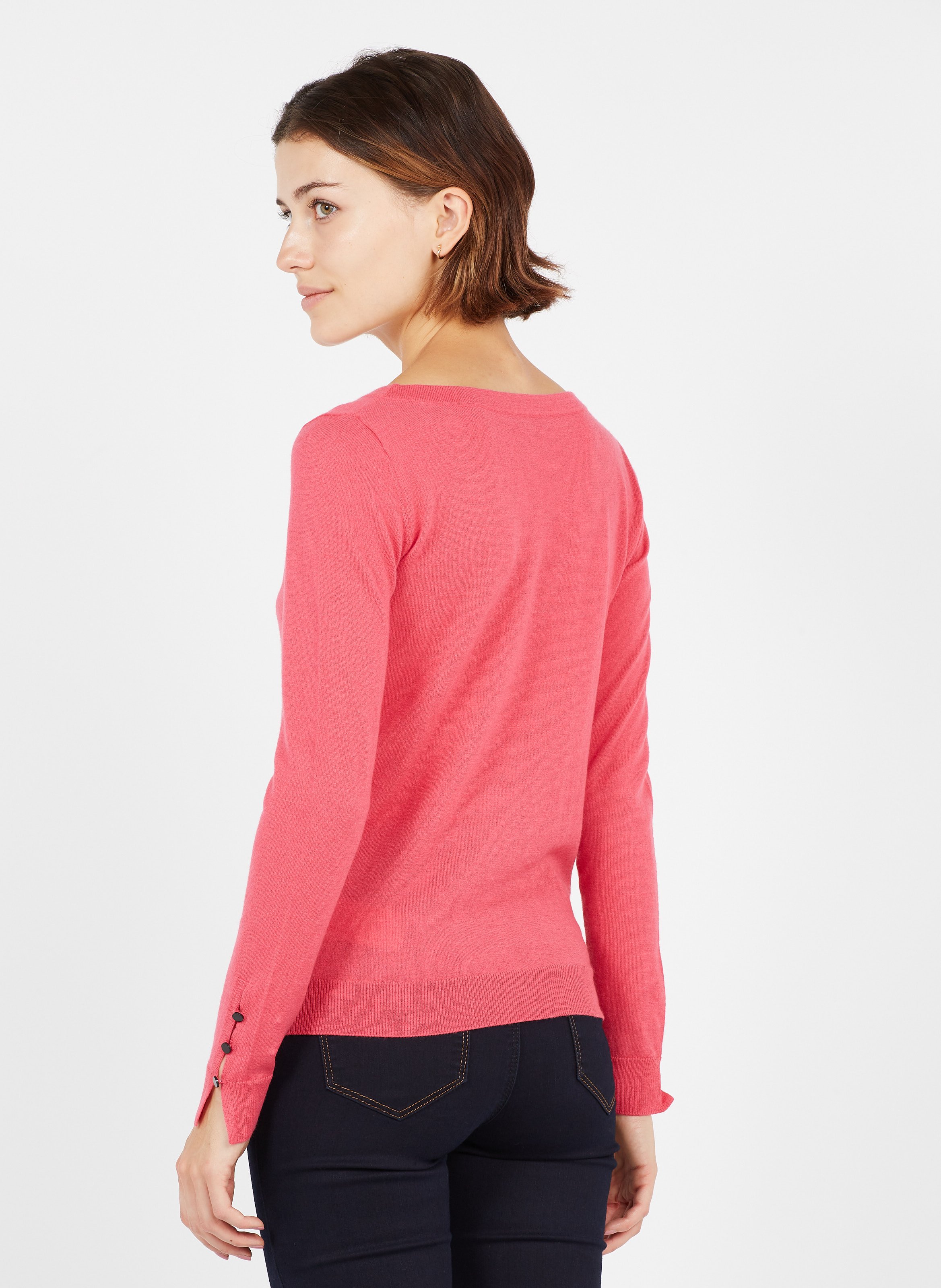 Wool And Silk Boat-neck Sweater Fuchsia Semi Fantaisie Caroll 