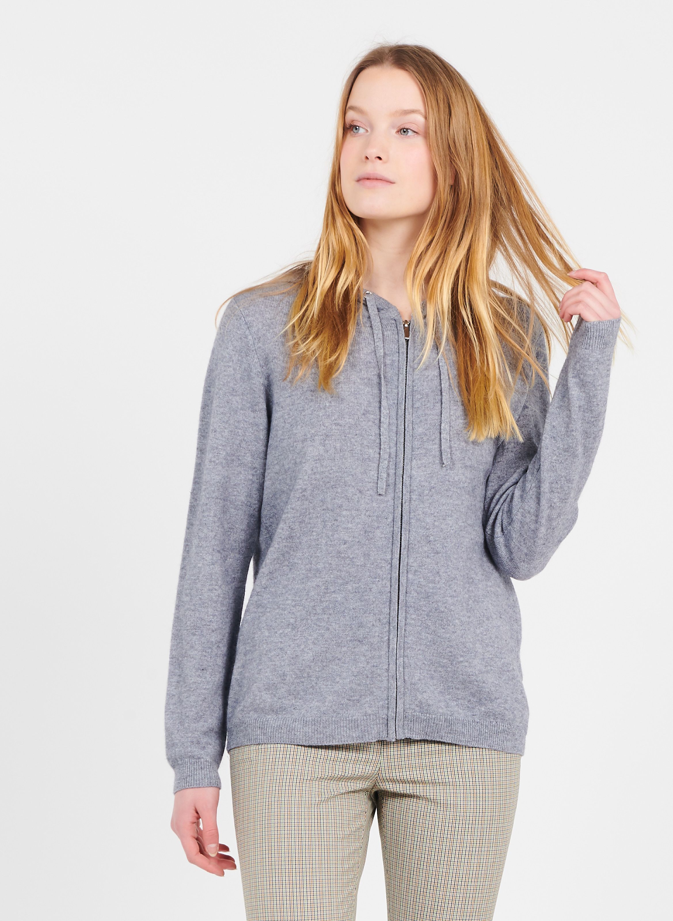 zip front cashmere sweater