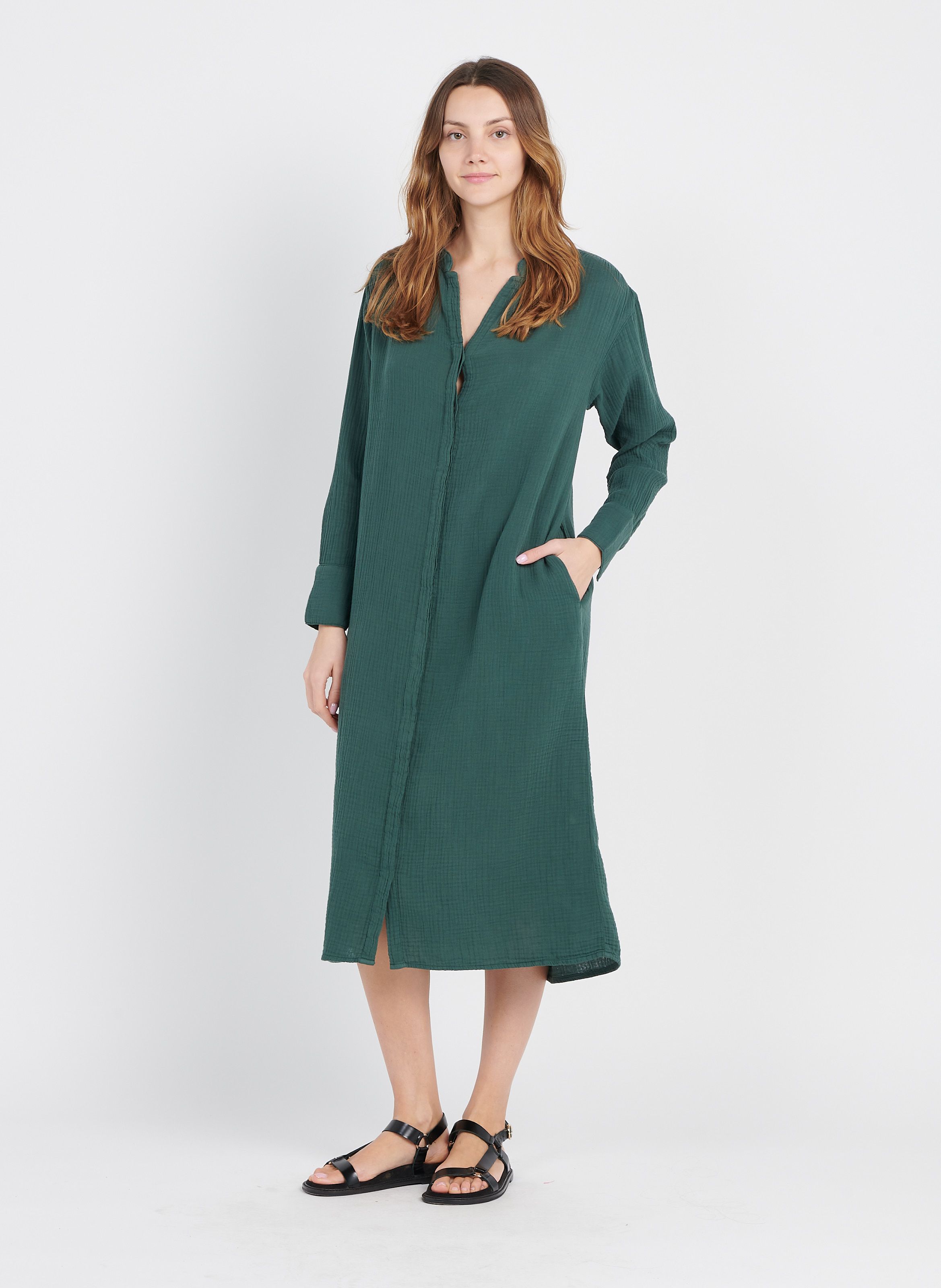 green gauze dress