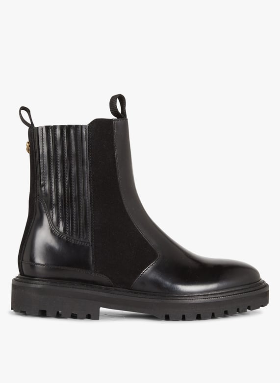 Simple black leather boots sales