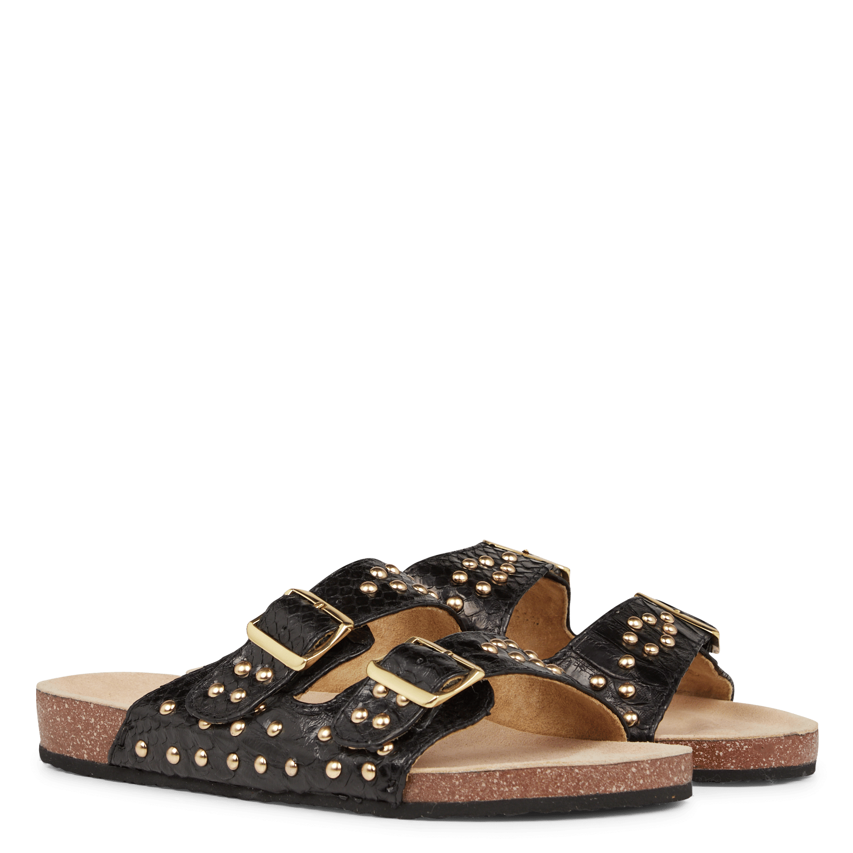 snakeskin slip on sandals