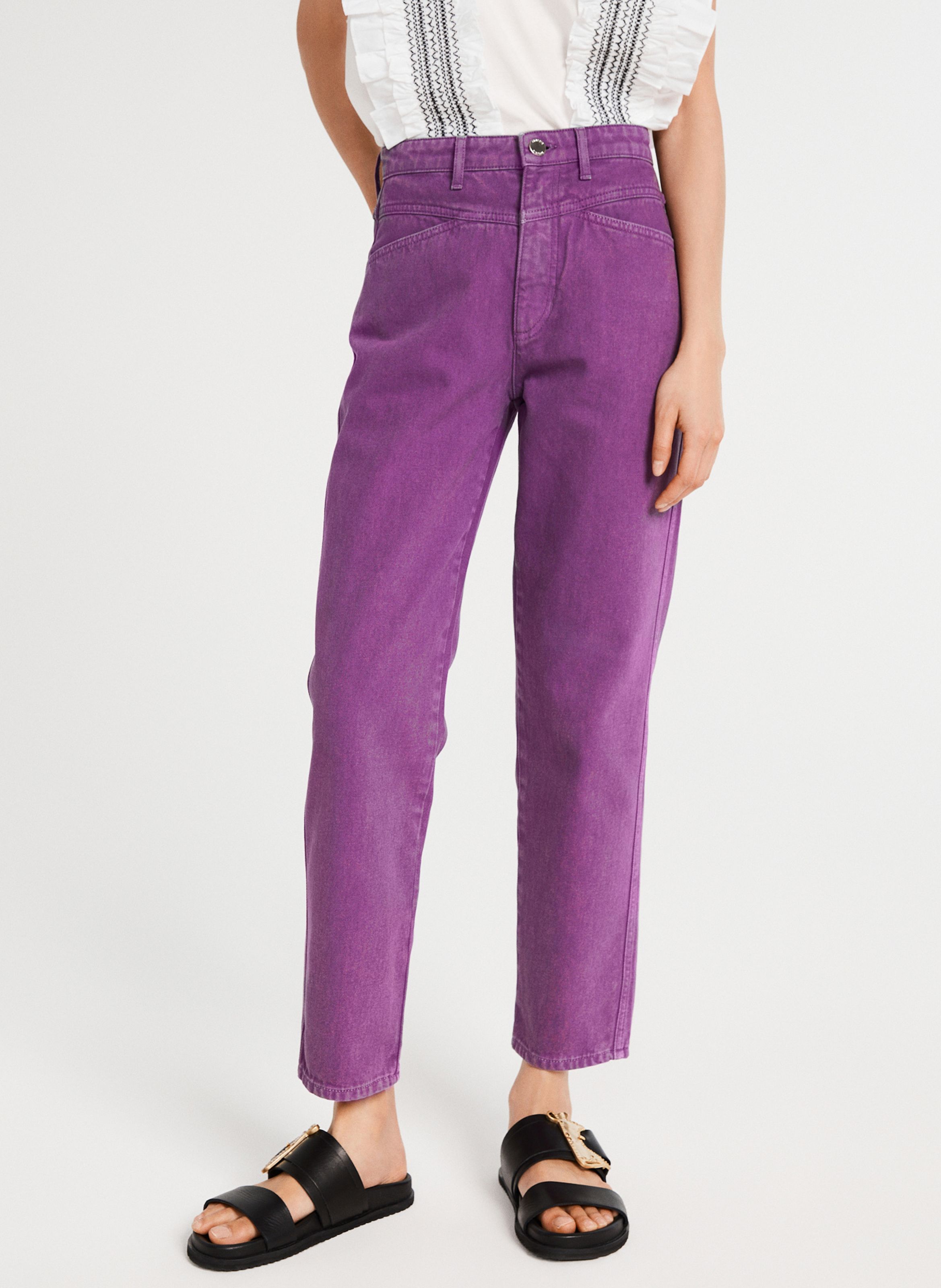 purple straight leg jeans