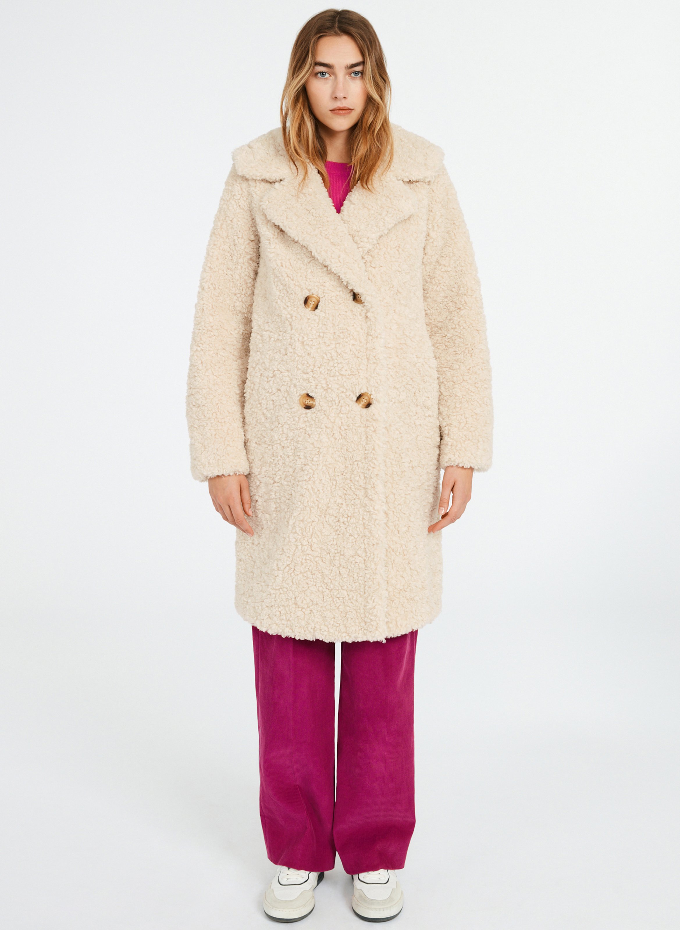 Faux Fur Coat Ecru Claudie Pierlot 