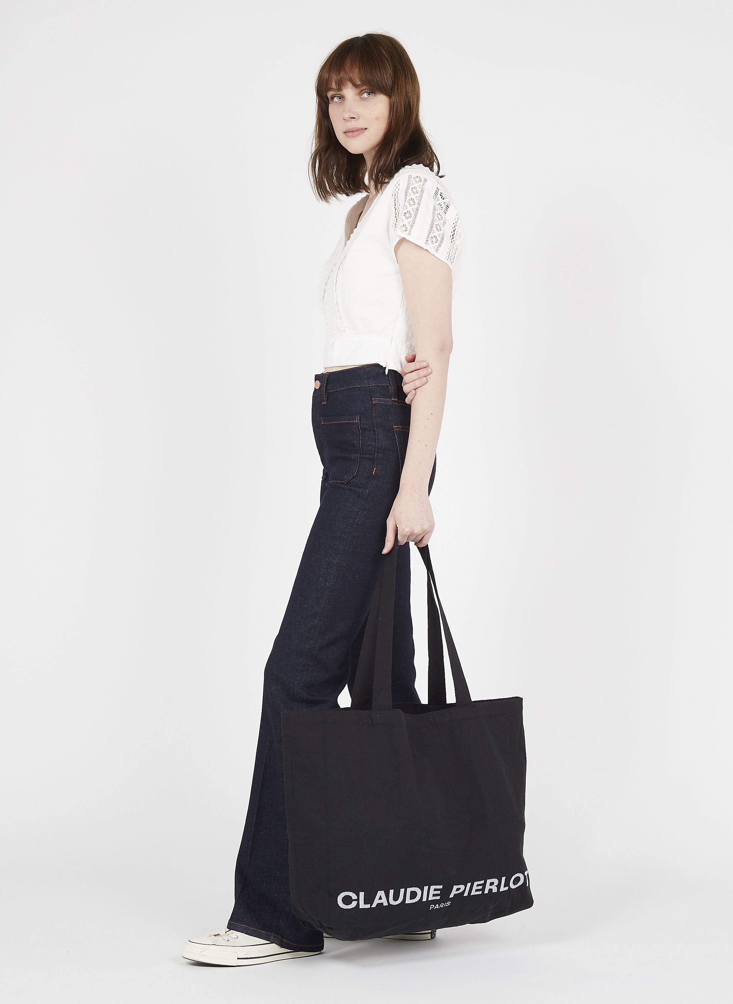 Recycled Cotton Tote Bag Noir Claudie Pierlot Women Place des