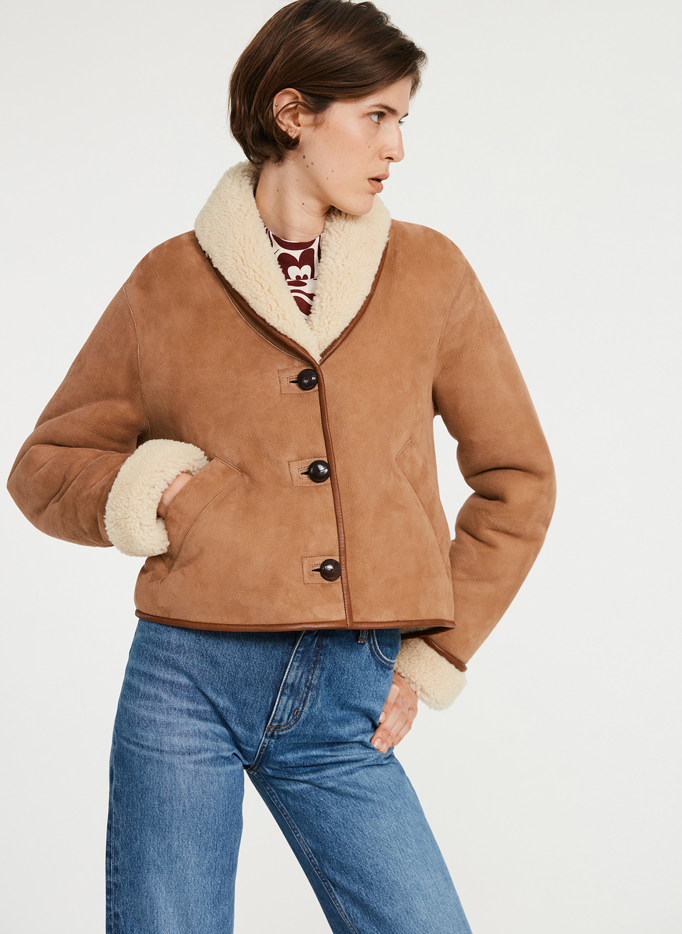 Sheepskin Jacket Daim Claudie Pierlot 