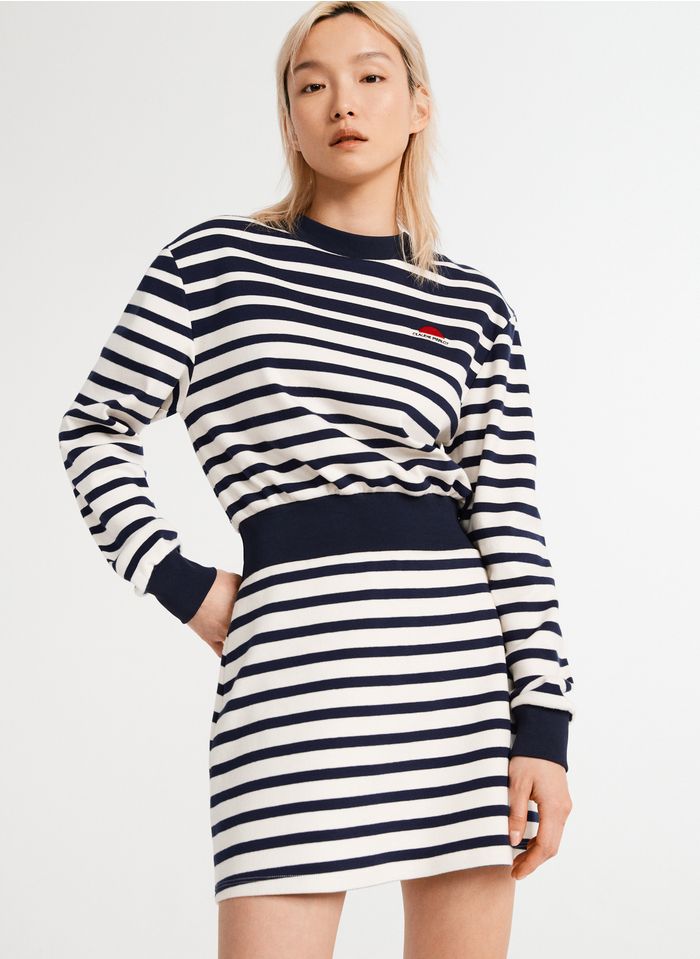 CLAUDIE PIERLOT  Short striped round-neck cotton dress
