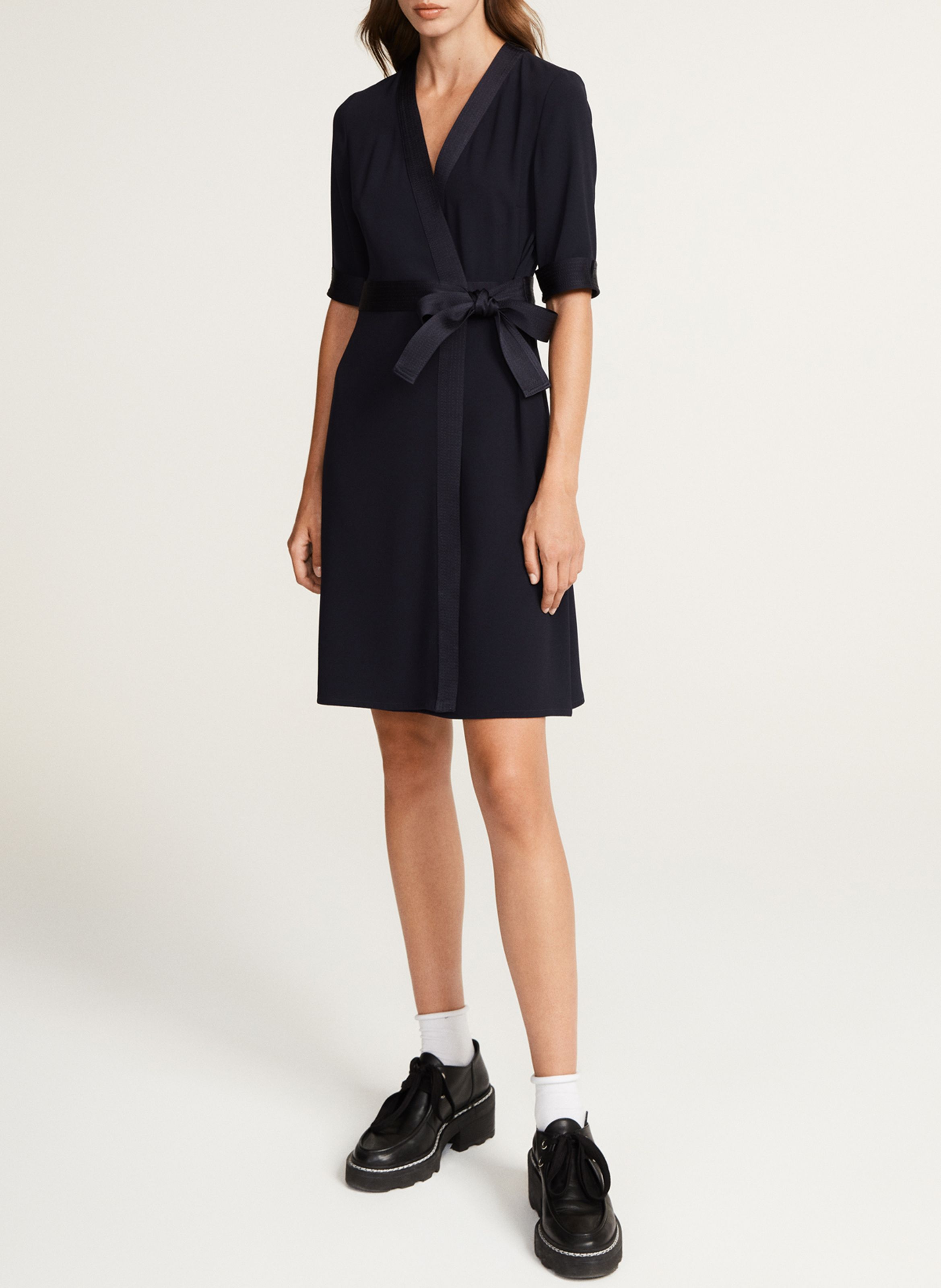 Robe claudie pierlot bleu marine new arrivals