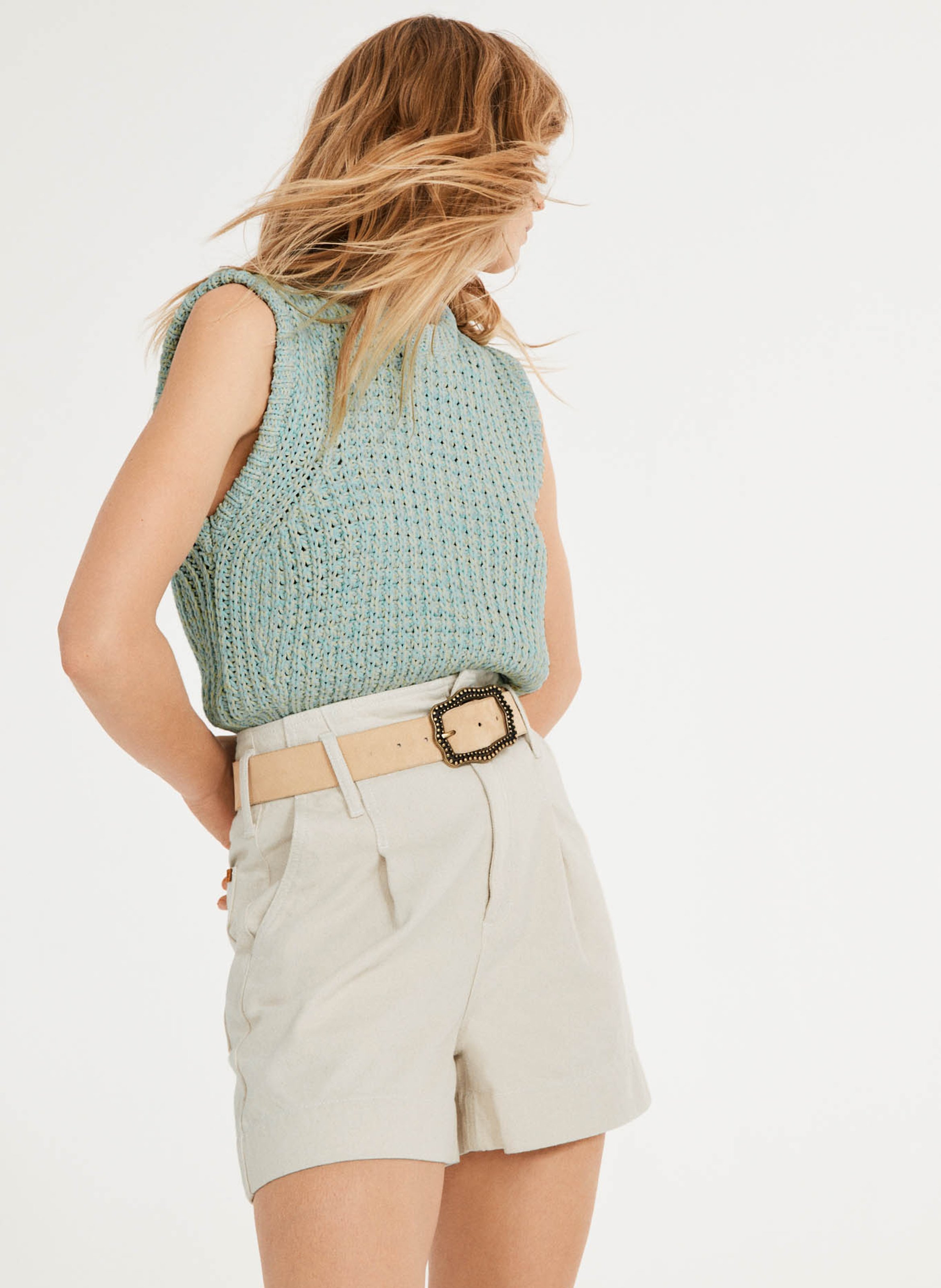 Sale Straight-cut Cotton Shorts Ivoire 