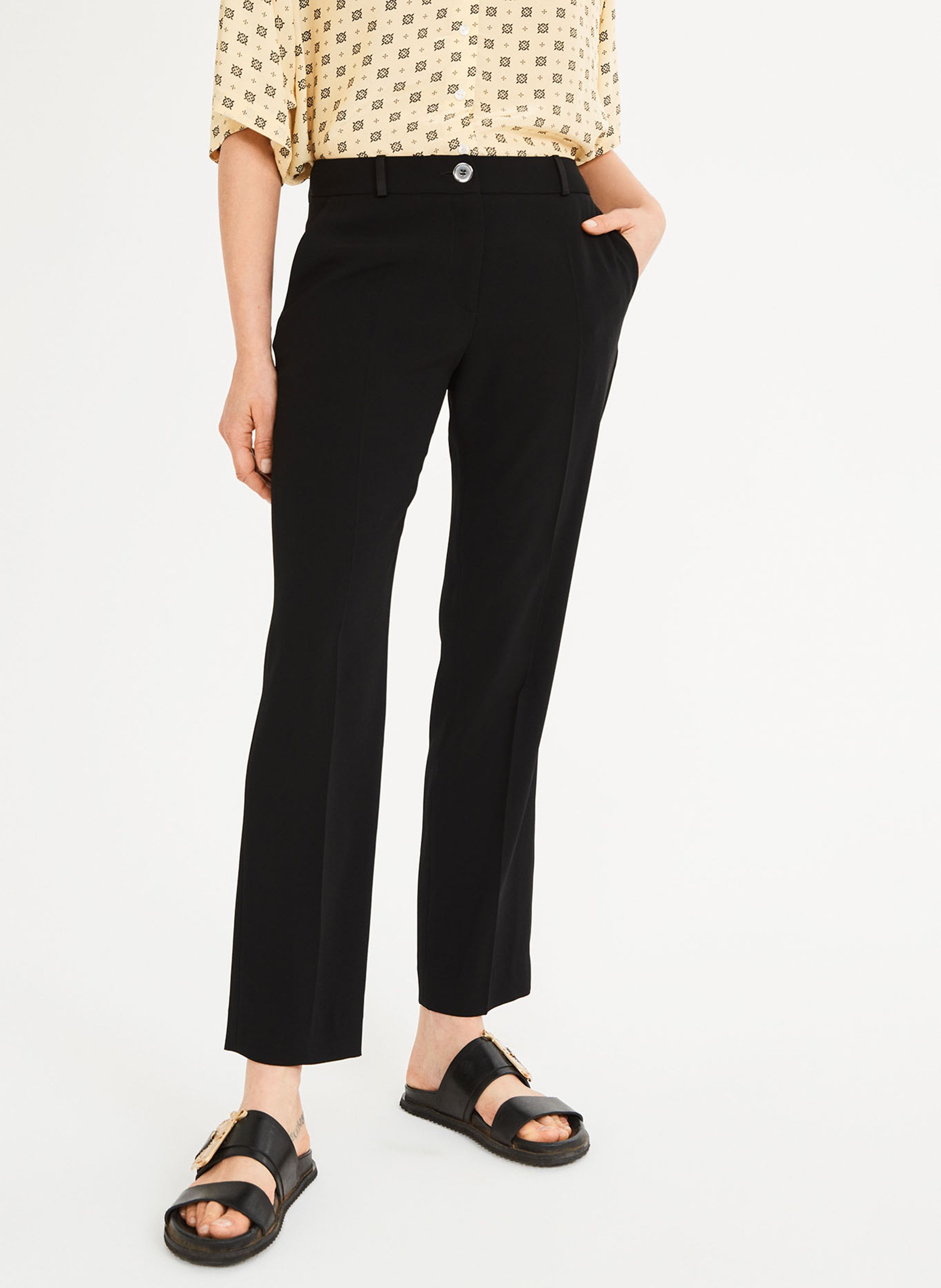 Claudie Pierlot Synthetic Ribbed-knit leggings in Black Slacks and Chinos Straight-leg trousers Womens Clothing Trousers 