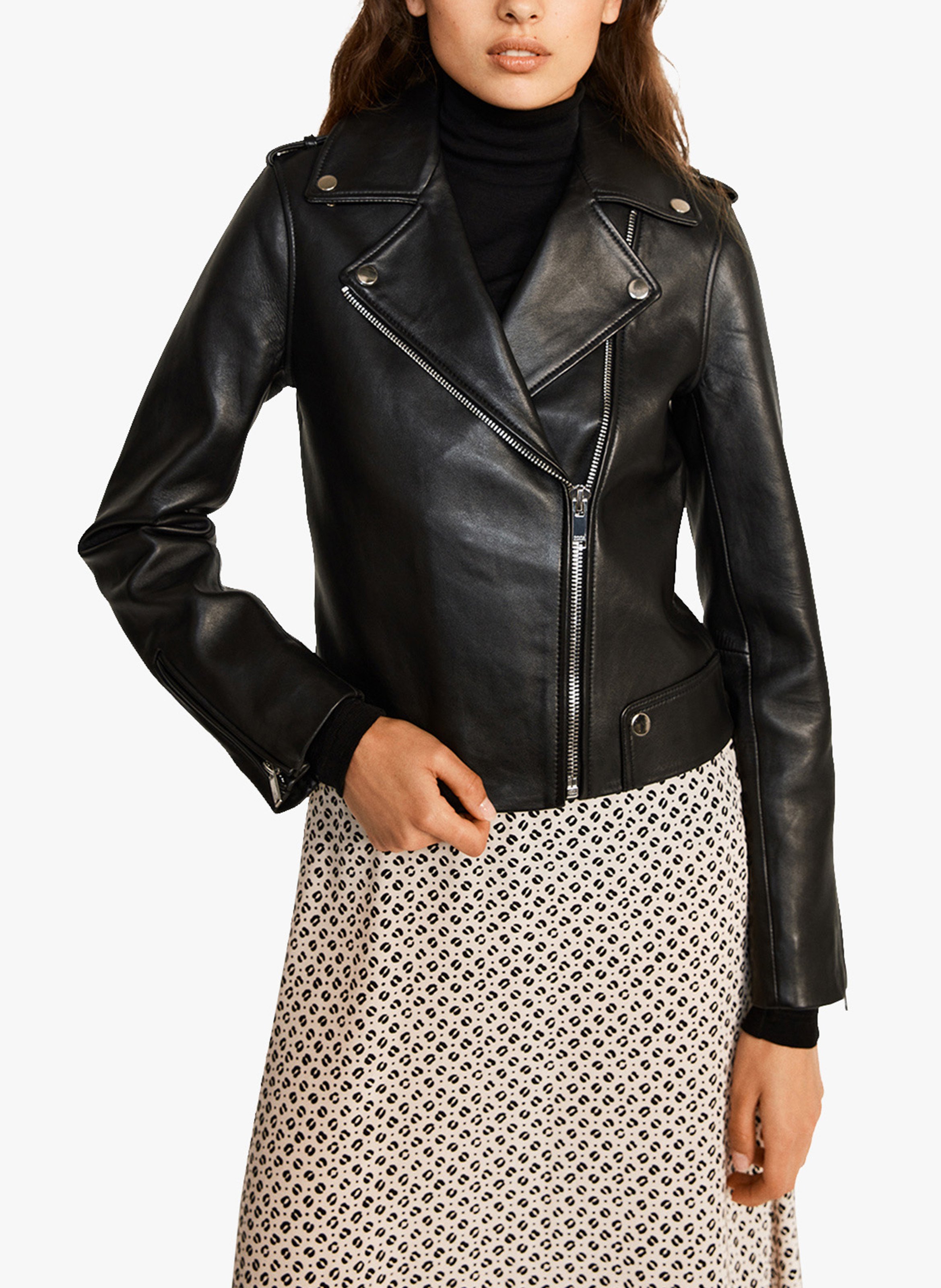 zip front leather jacket