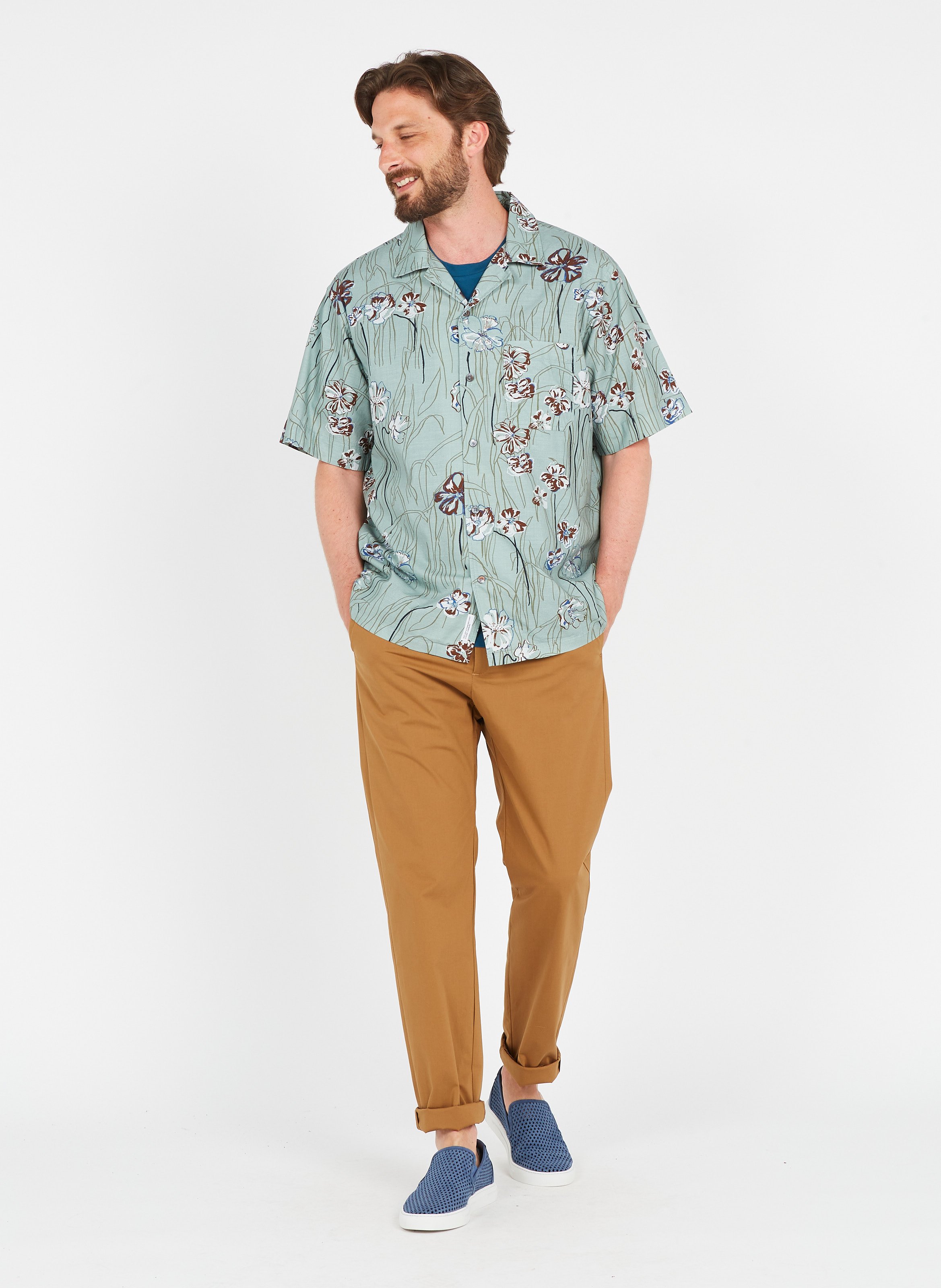 Floral Print Regular-fit Cotton Shirt 