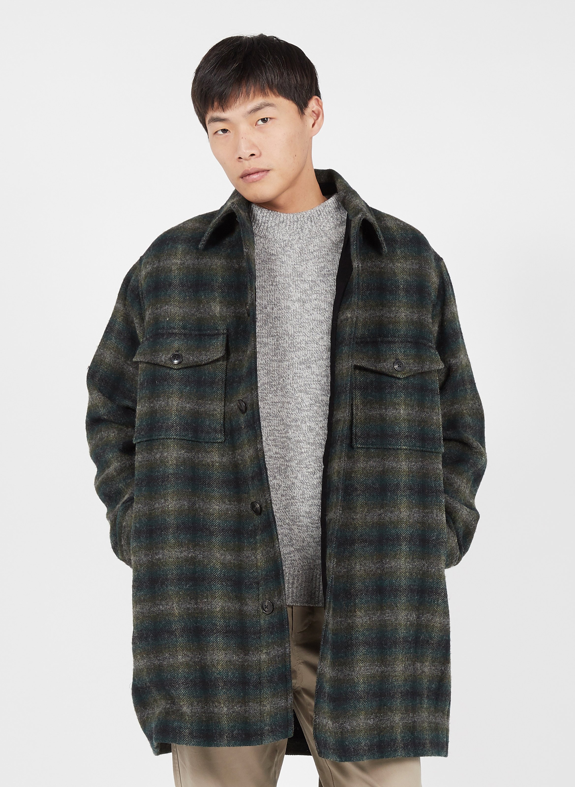 check wool coat mens