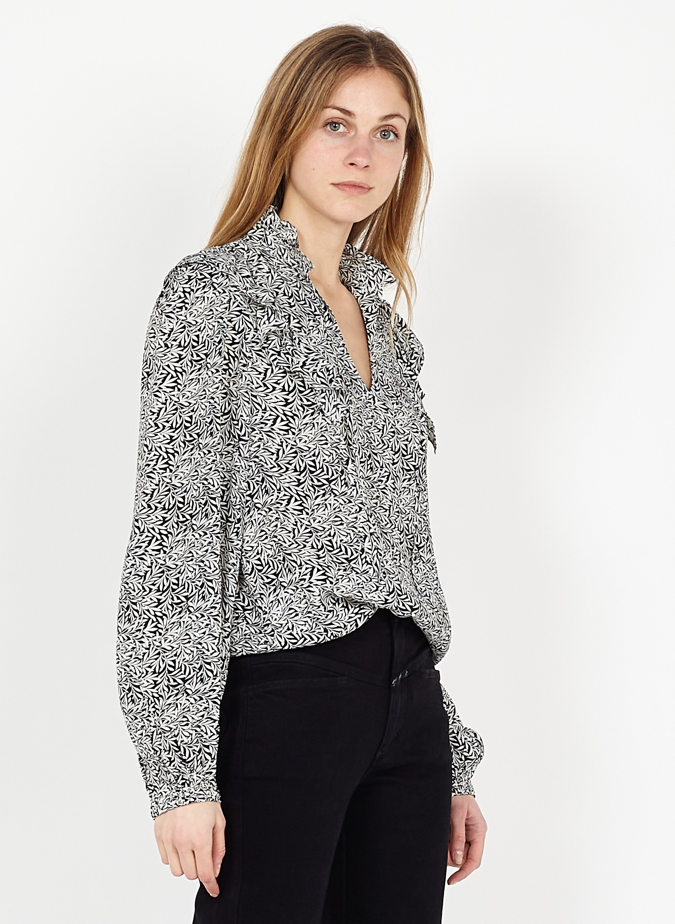 Sale Printed Henley Shirt Ivory Closed 