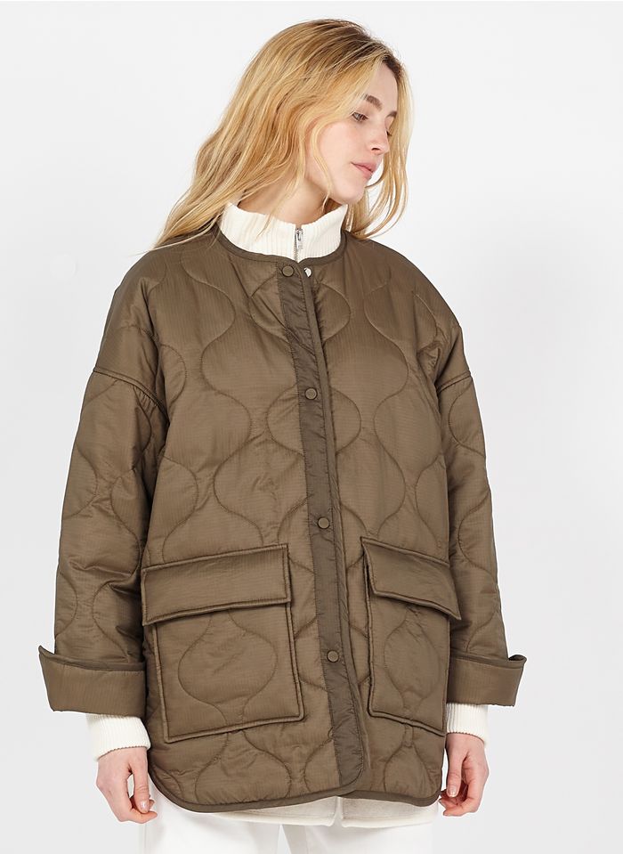 CLOSED Brown Quilted round-neck coat