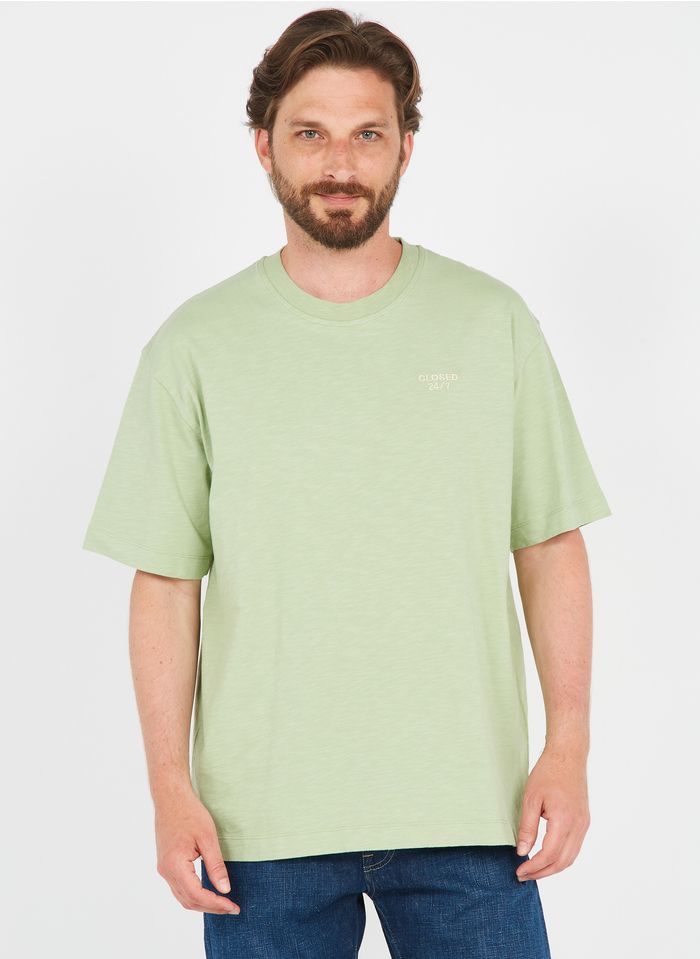 CLOSED Green Round-neck cotton T-shirt