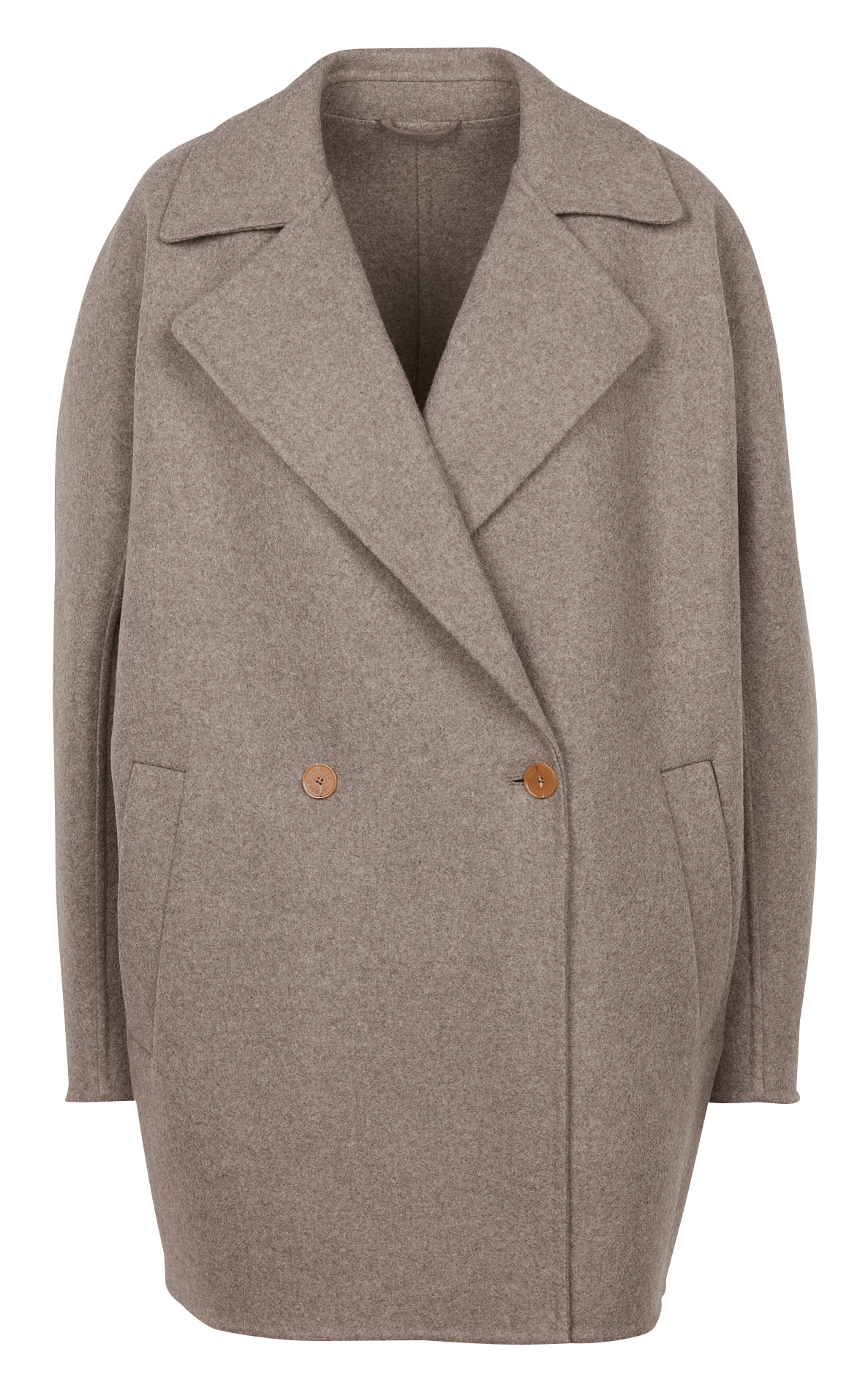 Wool Reefer Jacket With Tailored Collar Dark Shadow Closed Women