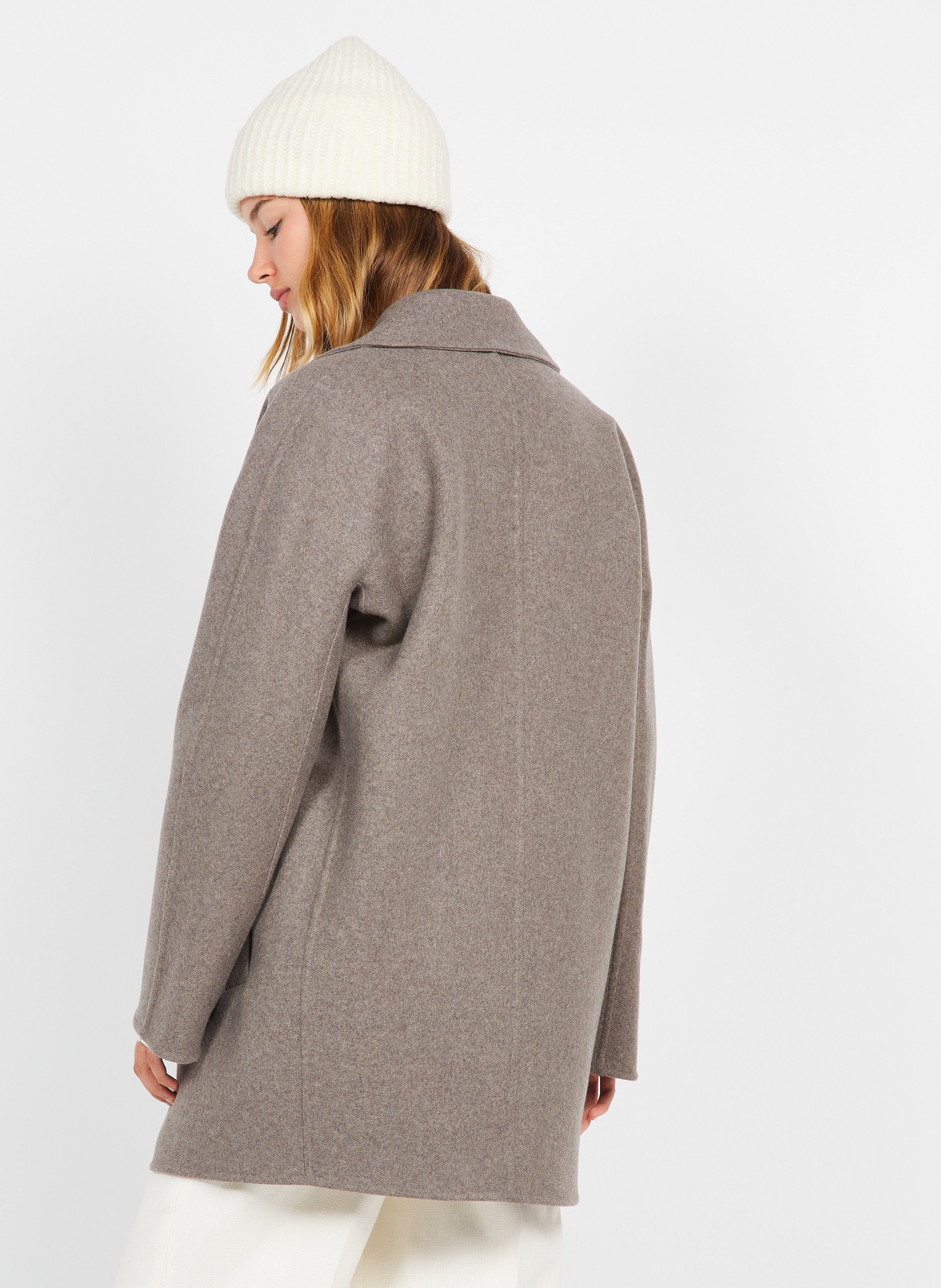 Wool Reefer Jacket With Tailored Collar Dark Shadow Closed Women Place des Tendances