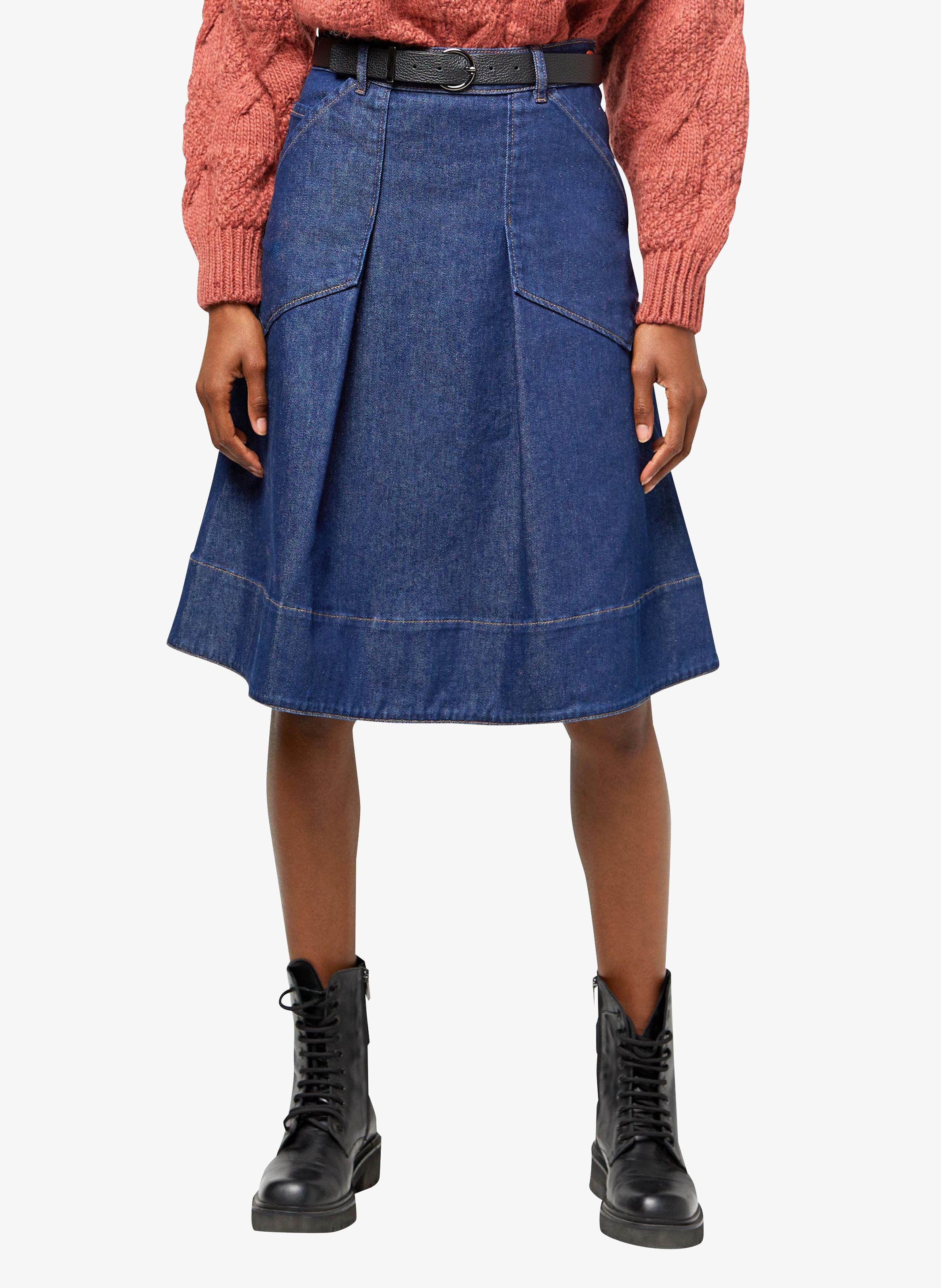 high waisted denim skirt uk