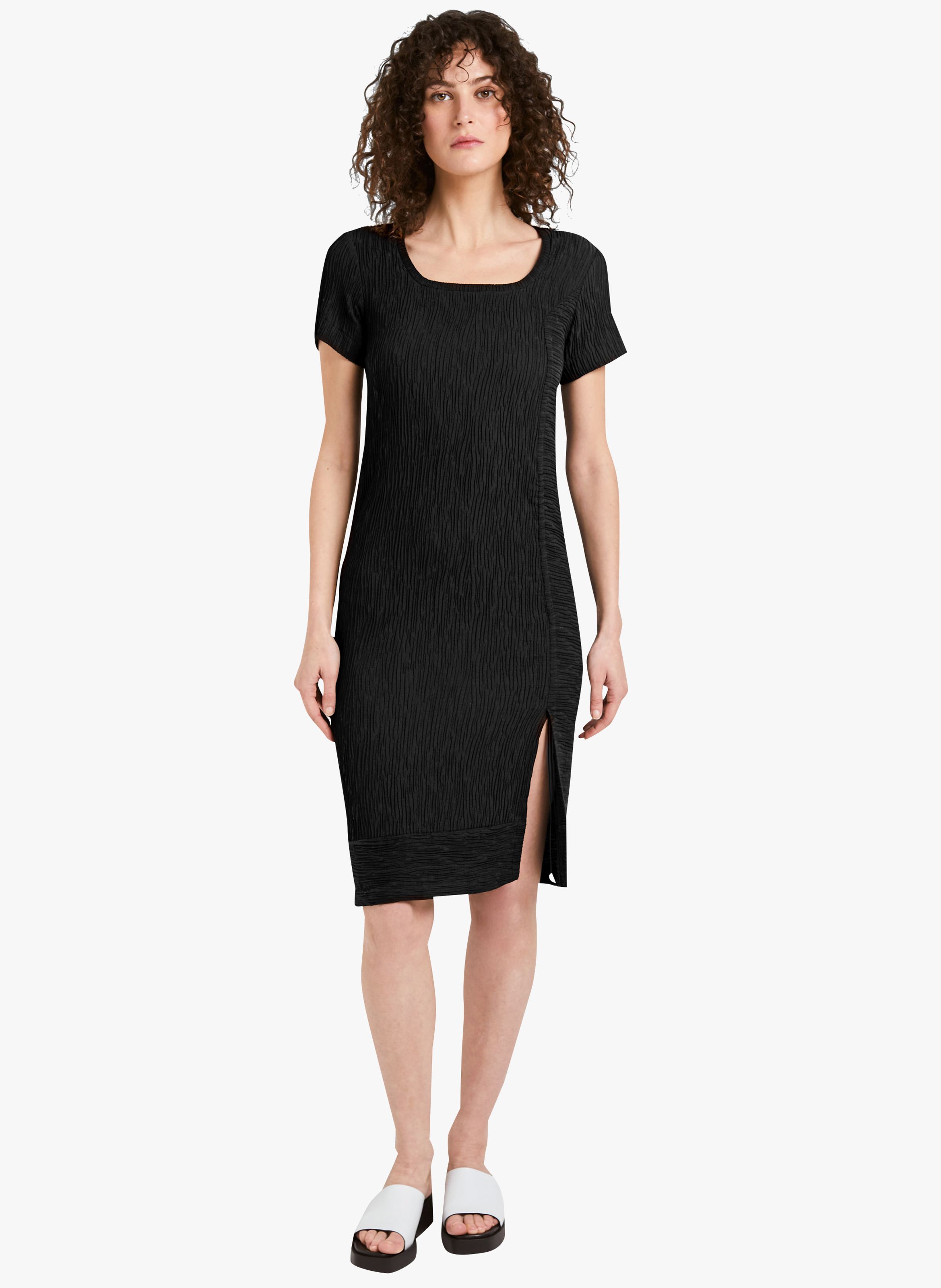 black square neck summer dress