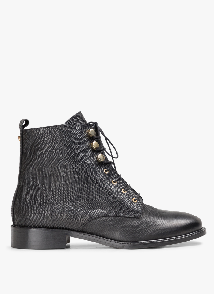 COSMOPARIS Black Leather mid-calf boots