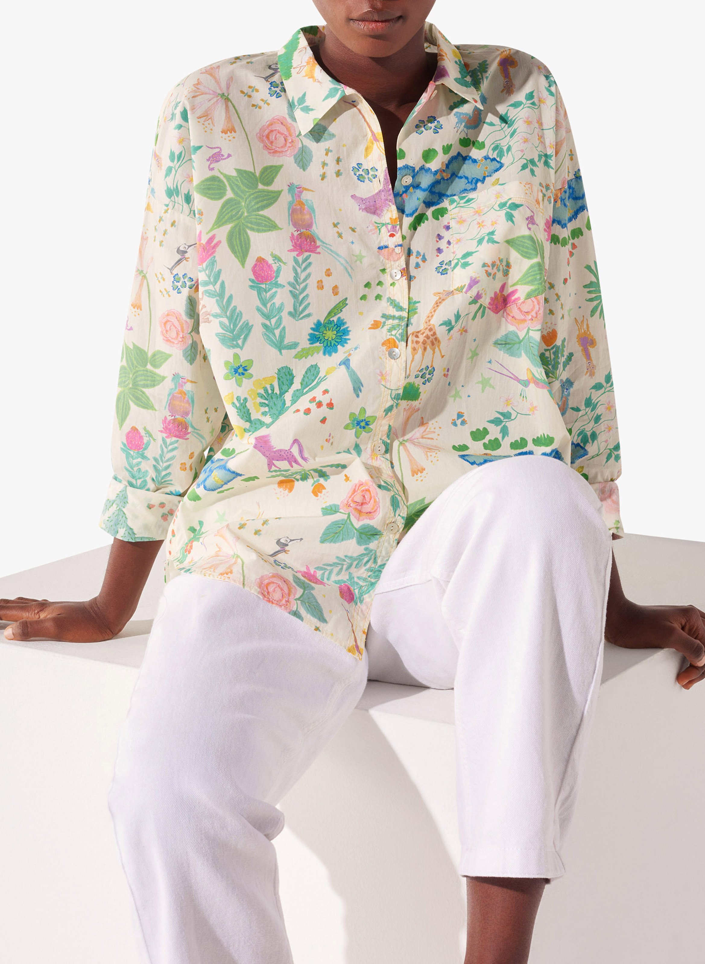 Sale Oversized Printed Cotton Shirt 